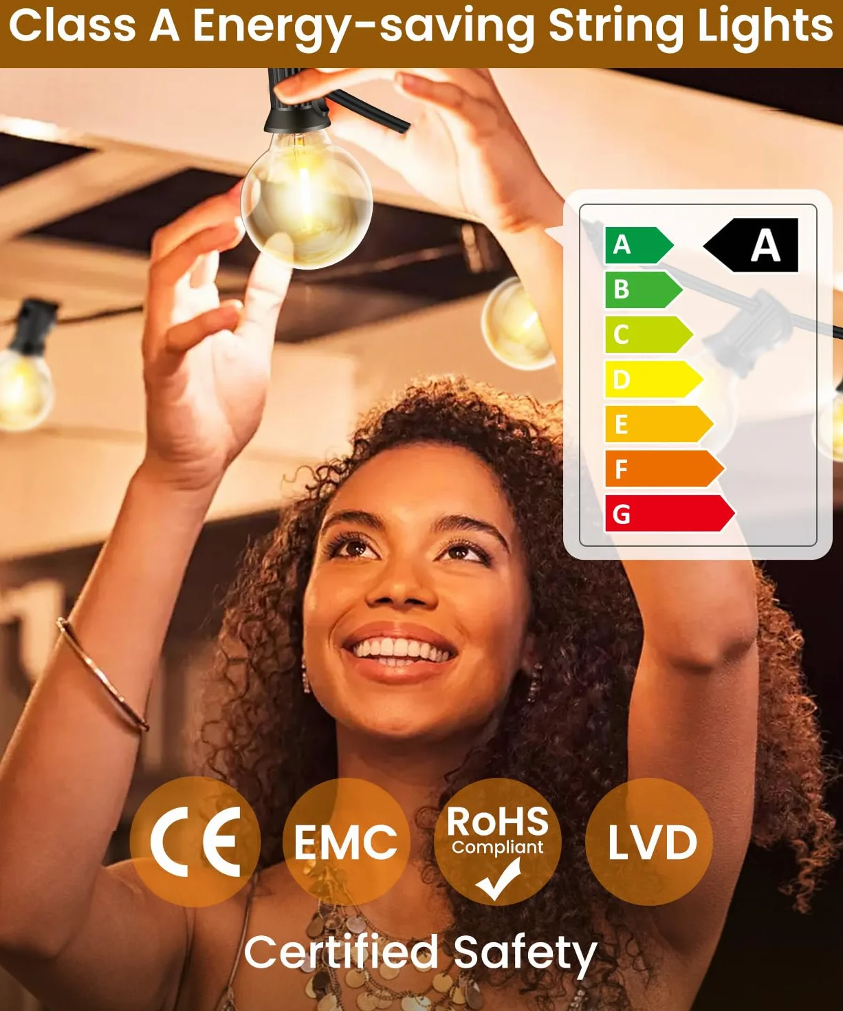 Rintea Guirlande Lumineuse Exterieure 20M/30M 30+2 Ampoules G40 Incassable Plug&Play Étanche LED Connectable Blanc Chaud