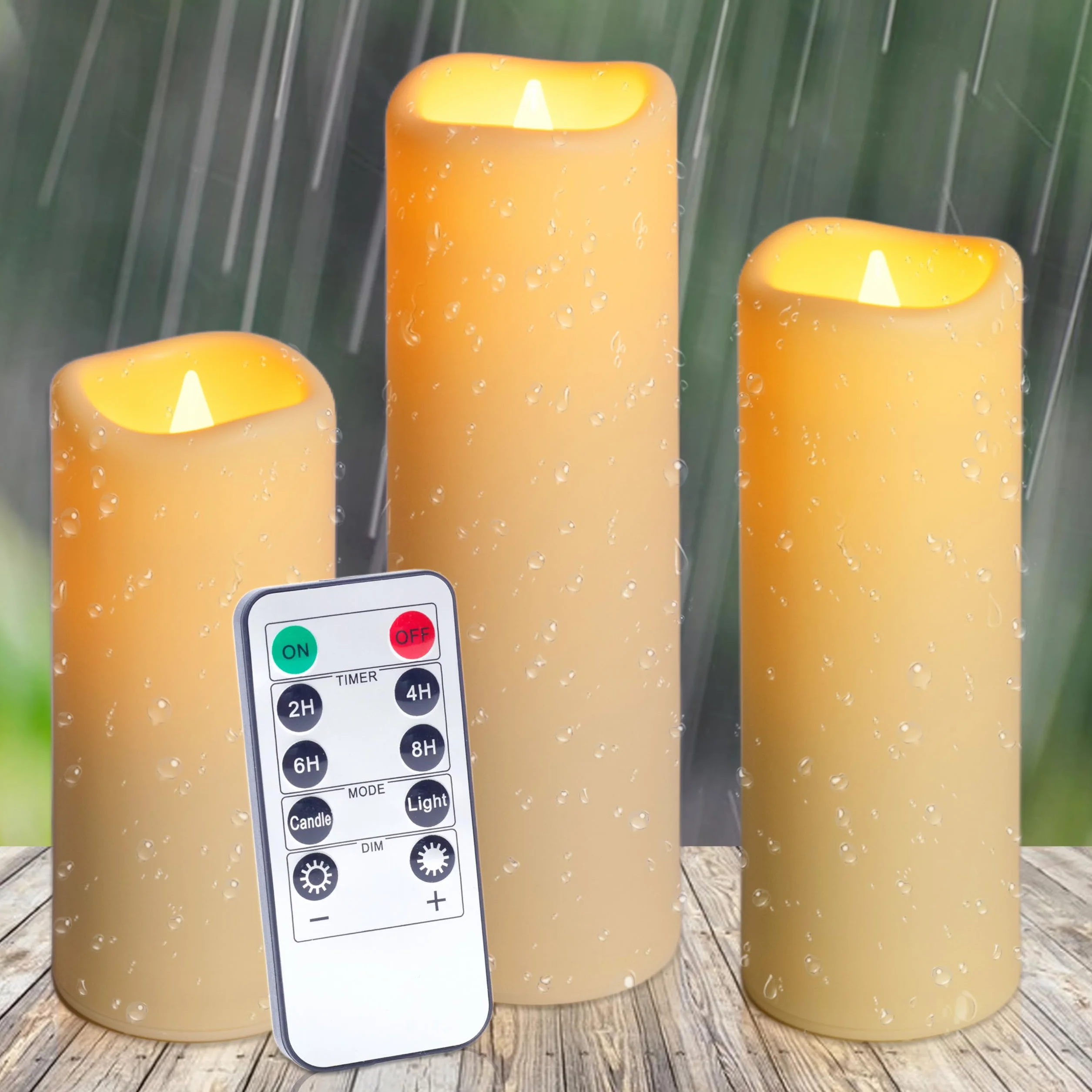Bougies LED Sans Flamme Lot de 3 Extérieure Étanche avec Télécommande