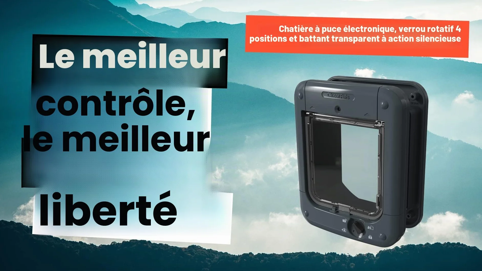 Cat Mate Chatière contrôlée par micropuce 360 pour Chats et Petits Chiens jusqu'à 30 Animaux domestiques Gris