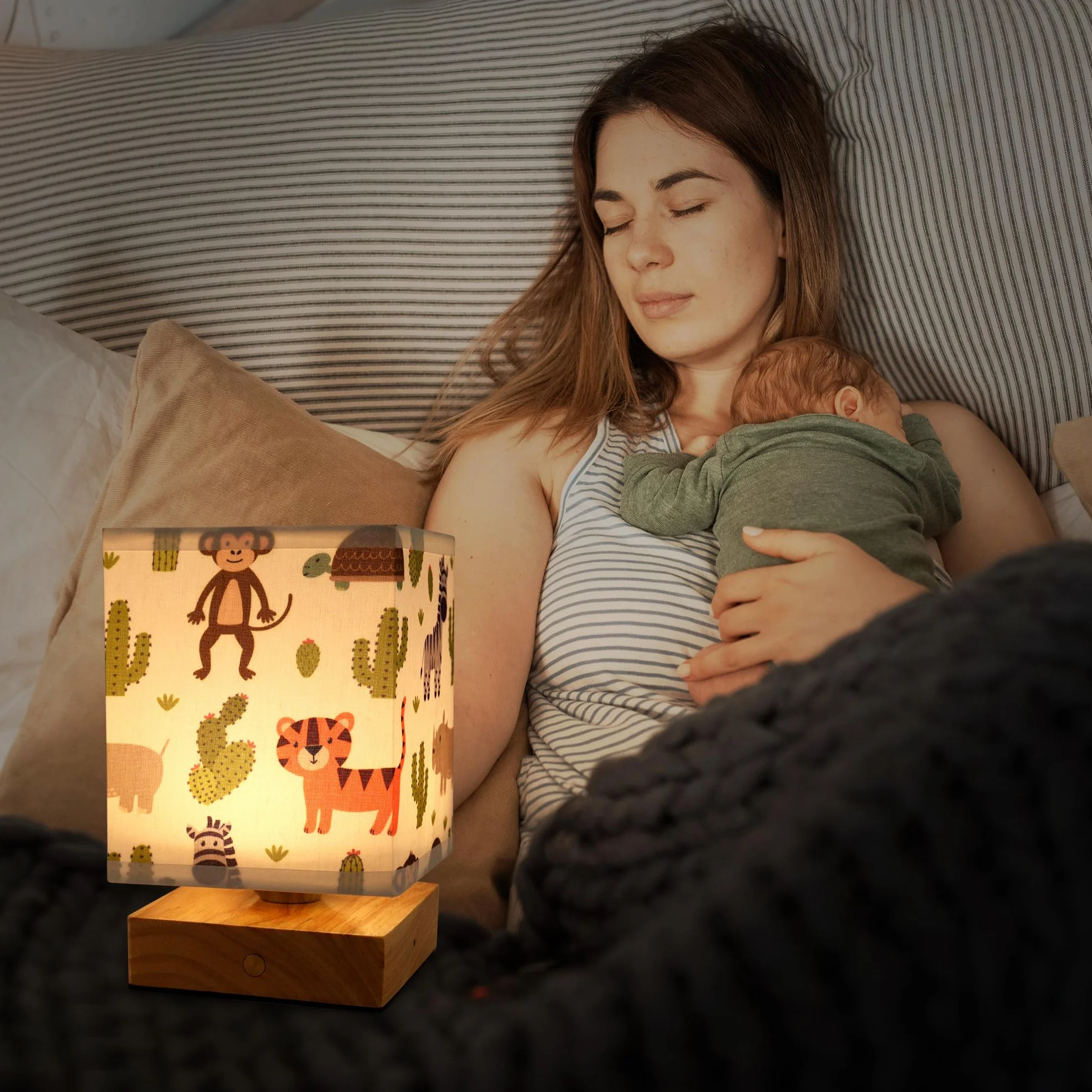 Wetry Veilleuse Enfant Rechargeable Lampe de Chevet Tactile avec Abat-jour