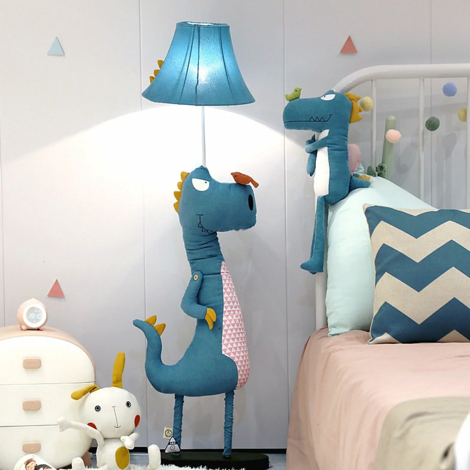 Lampadaire Chambre Enfant Dinosaure, Tissu, 3 Températures, Dimmable E27 LED