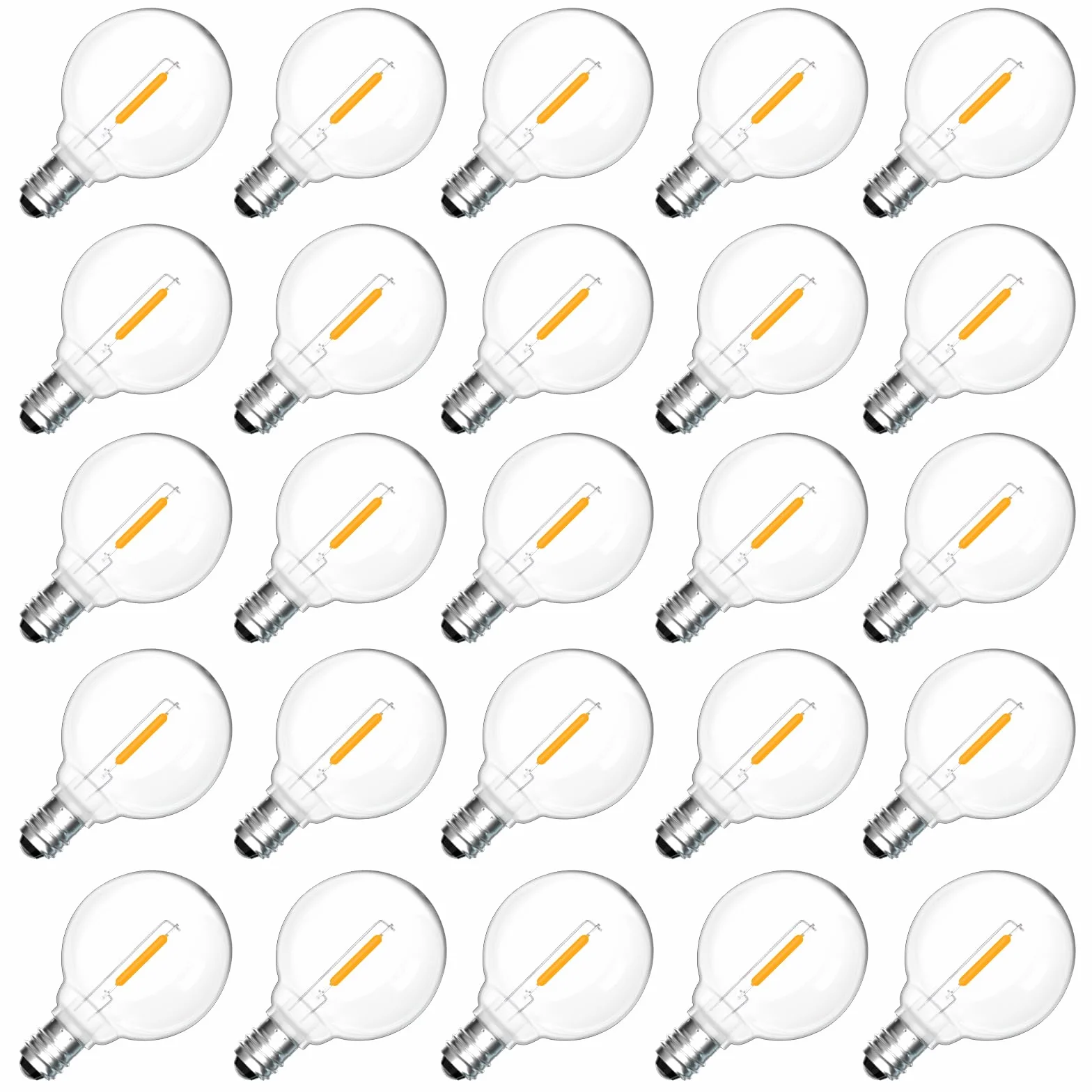 Ampoules LED G40 E12 1W 1W=7W Blanc Chaud 2700K 230V 100LM IP54 Étanche Non Dimmable Lot de 25