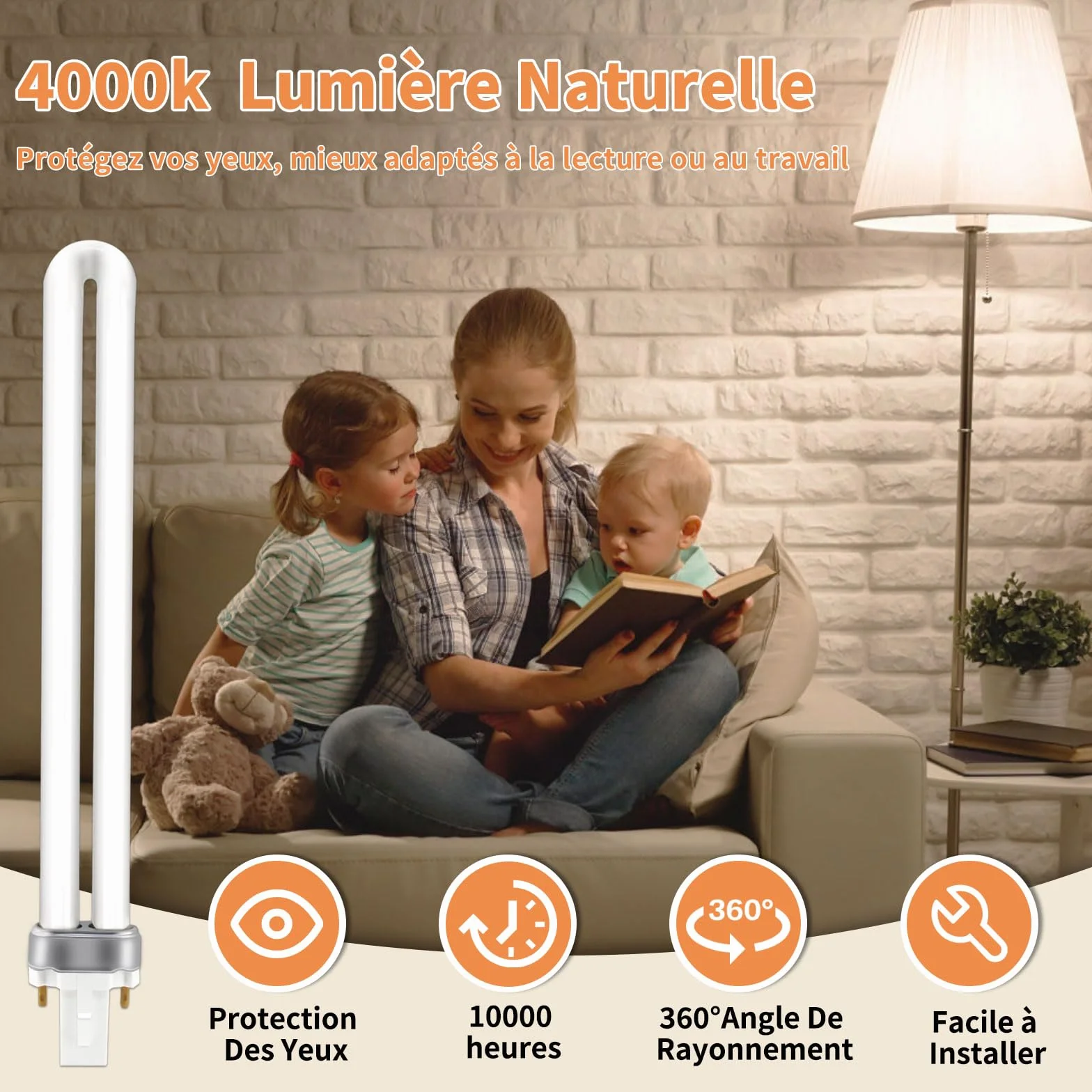 Lampe Fluorescente Compacte G23 2 Broches 11W 4000K CFL Tube en U 2 Pièces