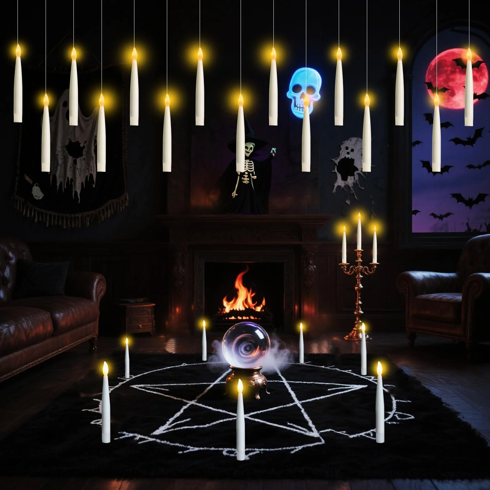 Bougies Flottantes LED 12PCS avec Télécommande, Bougies Flamme Vacillante pour Décoration Église Noël Halloween (Blanc Chaud)