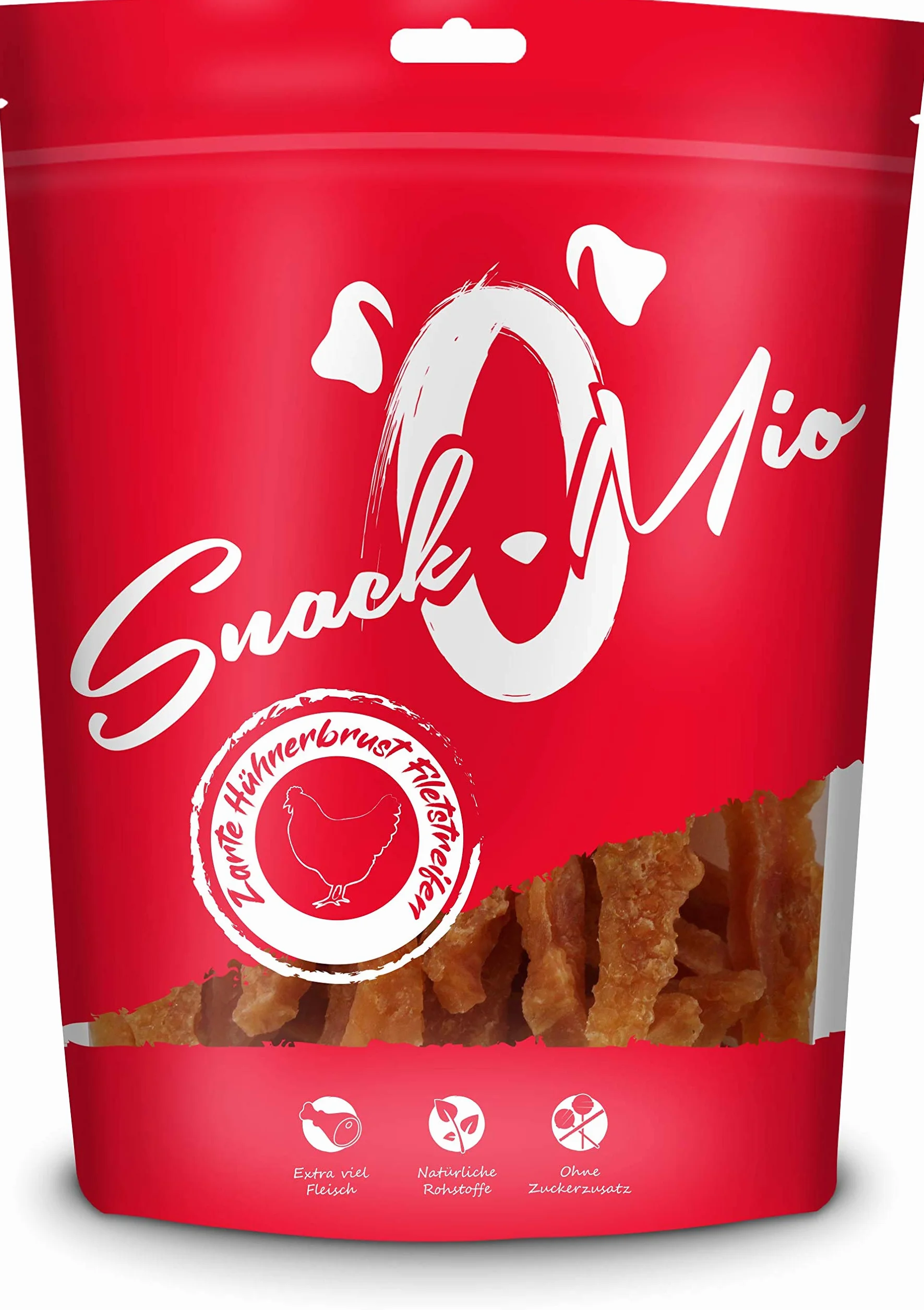 Friandise premium pour chiens SNACKOMIO - Tendres lamelles de filet de poulet sans céréales 500g
