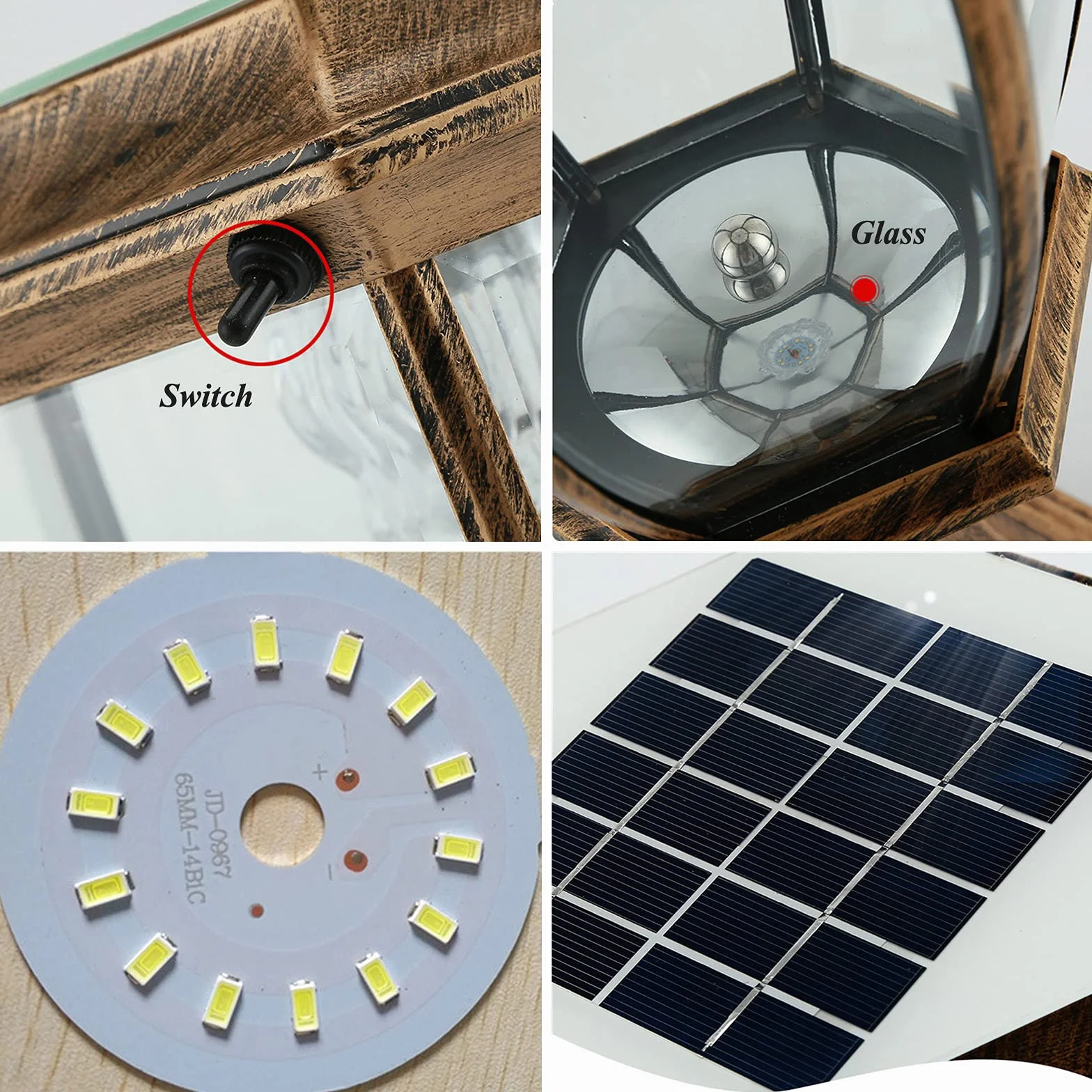 Lampe Solaire LED Extérieur IP65 Étanche Blanche Chaude Lampe Pilier Portail Lanterne Classique Jardin Cour Bronze