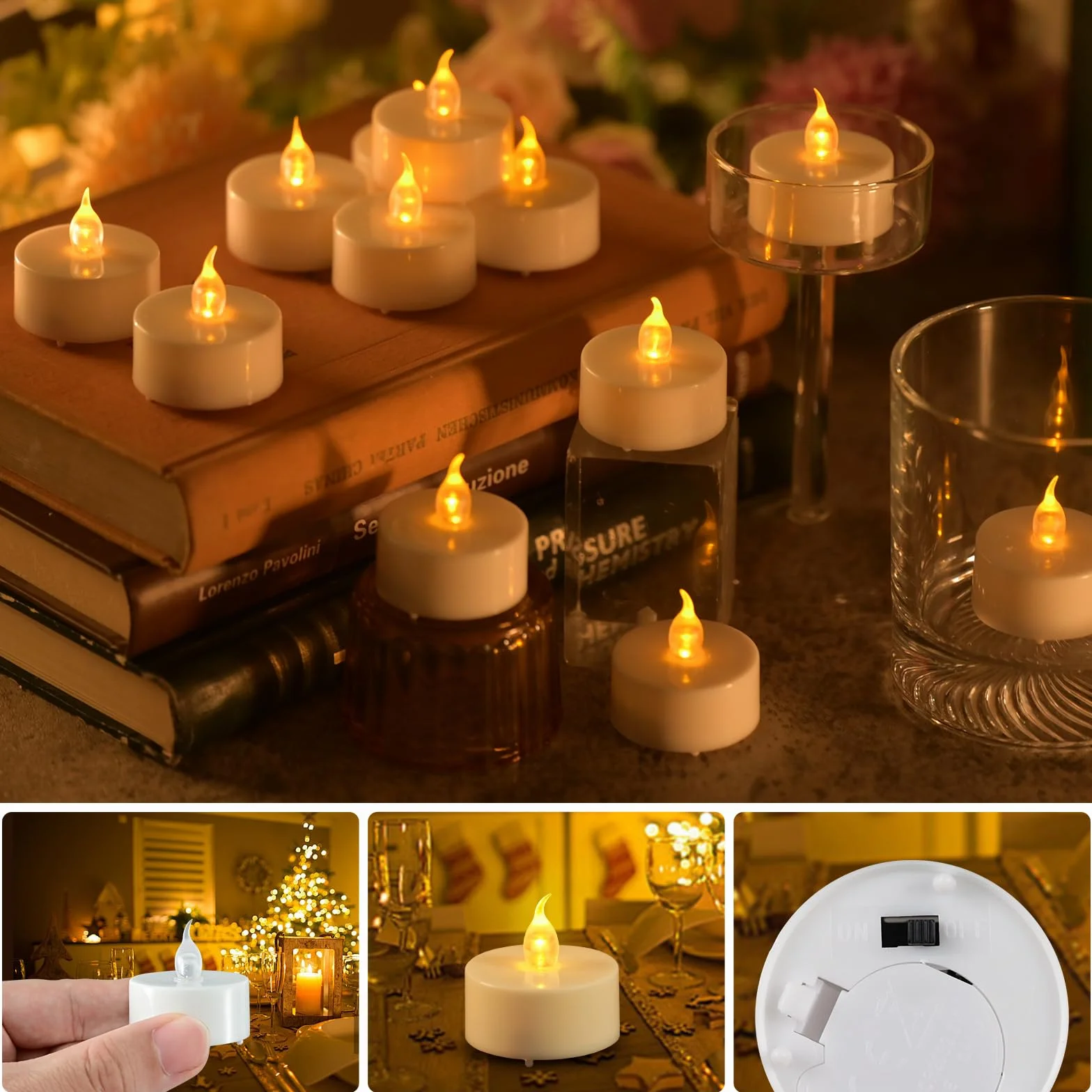 Cimetech 12 Bougies LED Chauffe-Plat avec Minuterie Télécommande Décoration Maison