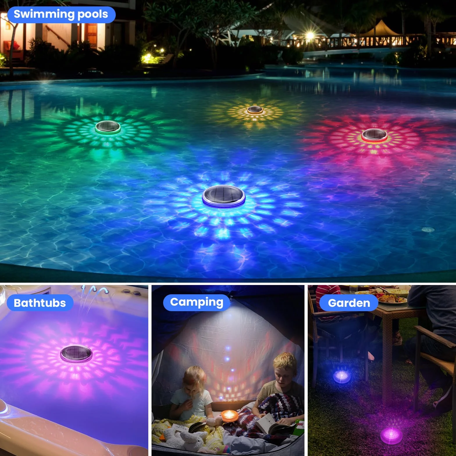 Lumière Piscine Flottante Solaire IPX7 2 Pièce Télécommande RGB 9 Couleurs