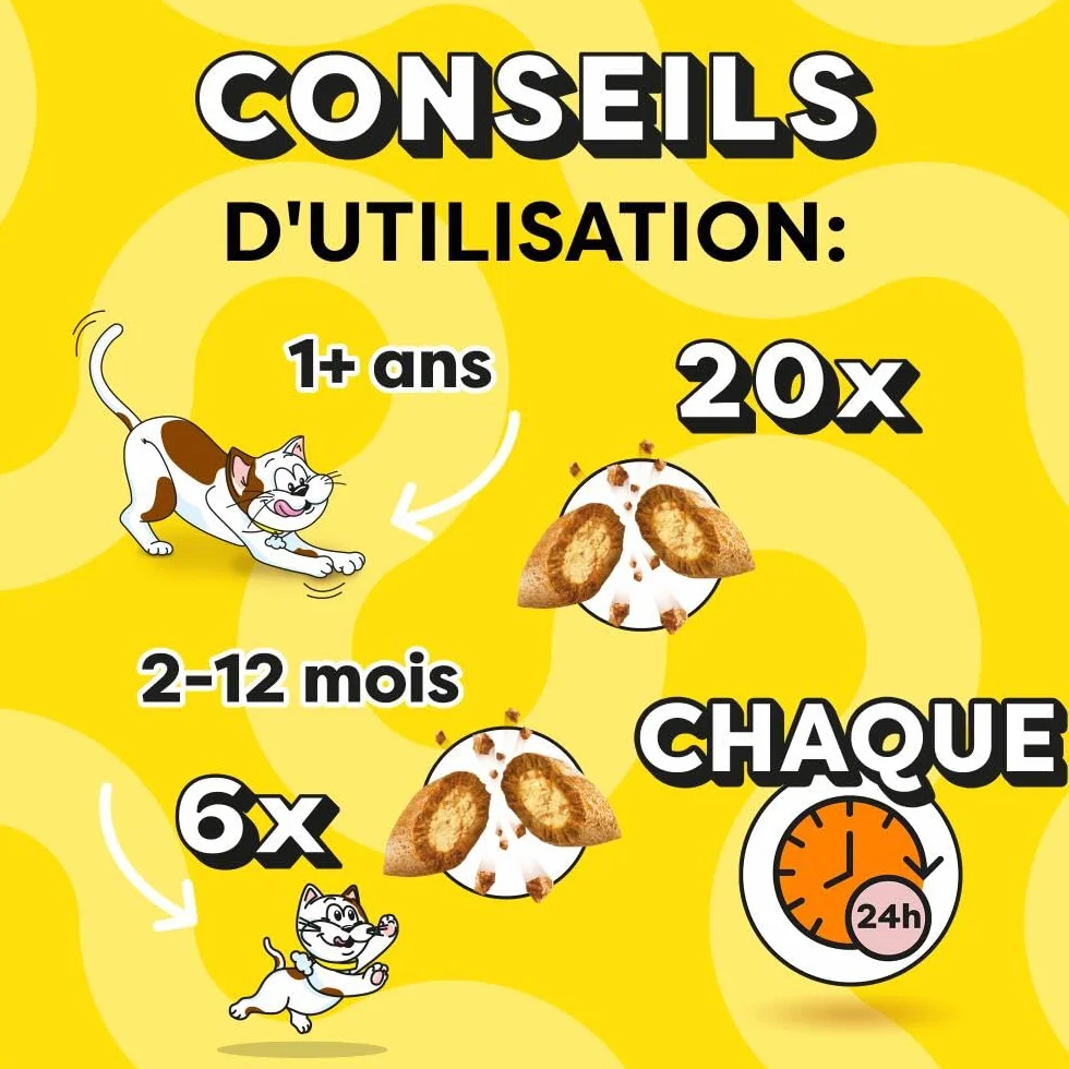 Friandises pour Chat et Chaton au Canard - Lot de 6 Sachets de 60g - Croquantes Tendres