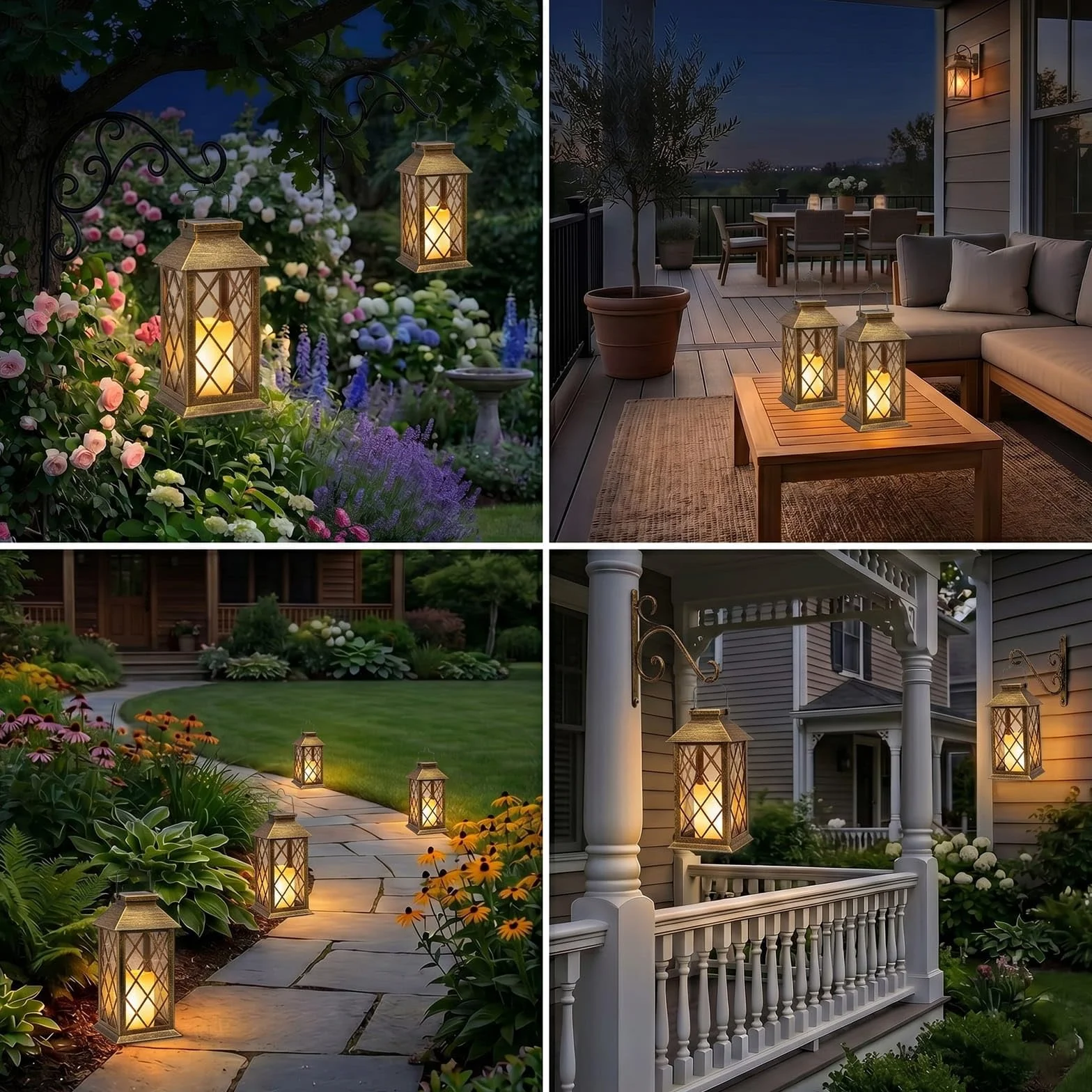 Yowin Lanterne Solaire Exterieur 2 Pièces 22cm Lampe Jardin Verre Trempé Étanche Noir