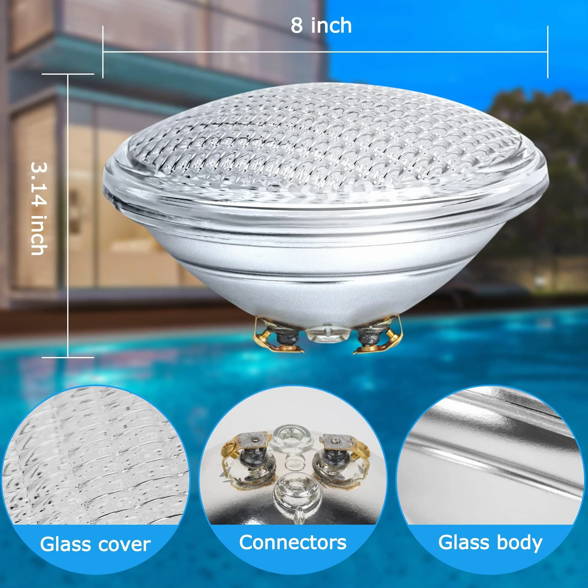AHJ Lampe de Piscine LED PAR56 36W RGB IP68 3500lm 120° Éclairage de Piscine avec Télécommande