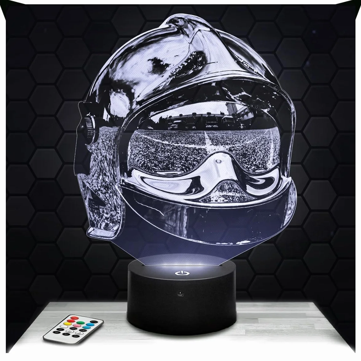Lampe 3D Casque Pompier Décoration Soldat Du Feu 18, Veilleuse LED Adulte Déco Chambre, Idée Cadeau Original