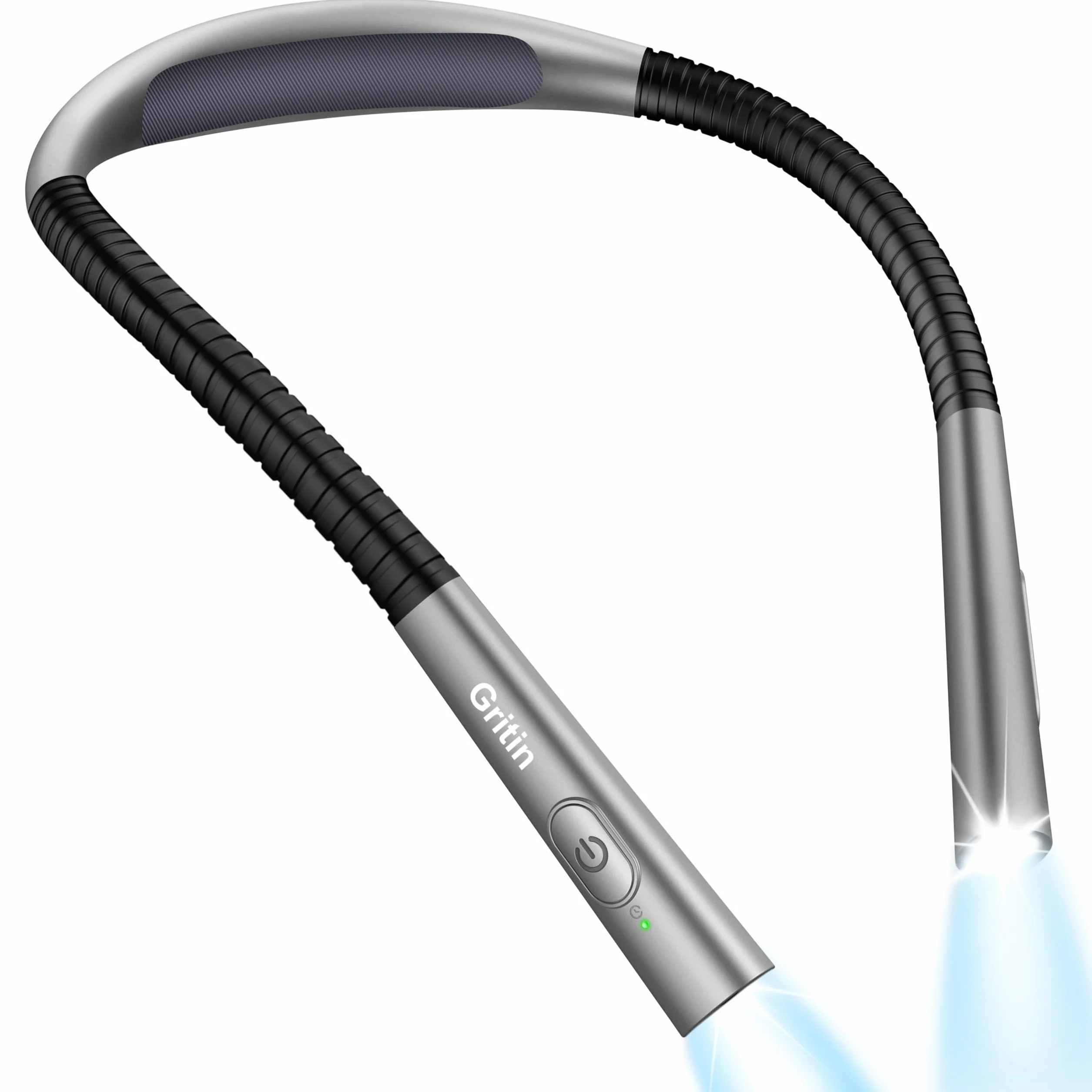 Gritin Lampe de Lecture de Cou Rechargeable, 4 Couleurs Protection des Yeux, 5 Luminosité, Gradation en Continu, Minuterie 30-min, 80H Autonomie