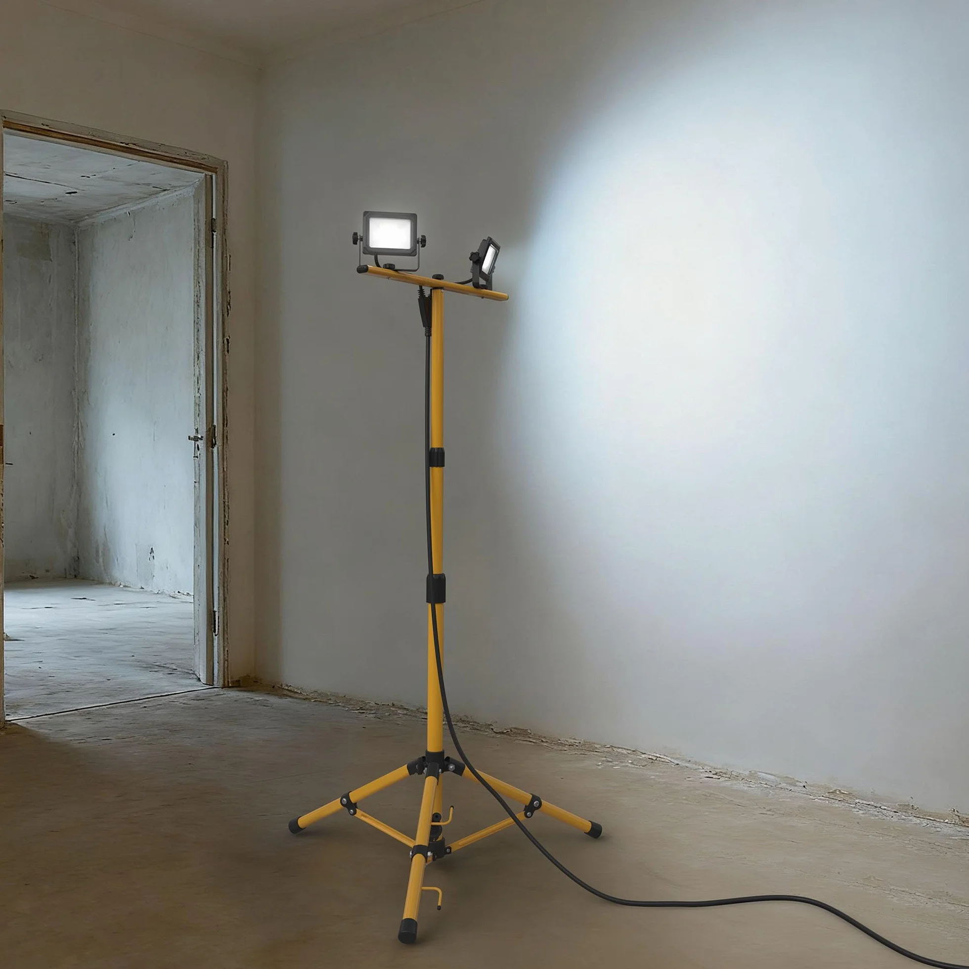 Ledvion Projecteur Double LED sur Trépied 2×20W 4000 Lumens 6500K IP65 Étanche Lampe de Chantier