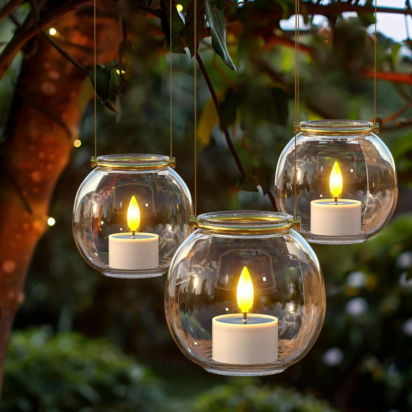 SoulBay Lot de 6 bougies chauffe-plat solaires LED étanches Dusk To Dawn rechargeables pour extérieur