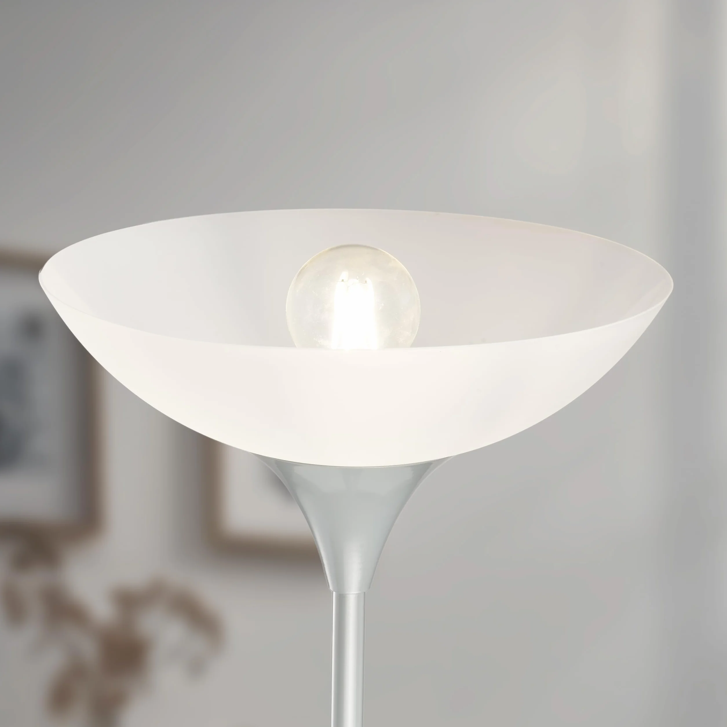 Lampadaire Dezwo 1xE27 Plastique Blanc Métal Titane Ø230mm H180cm IP20 Interrupteur