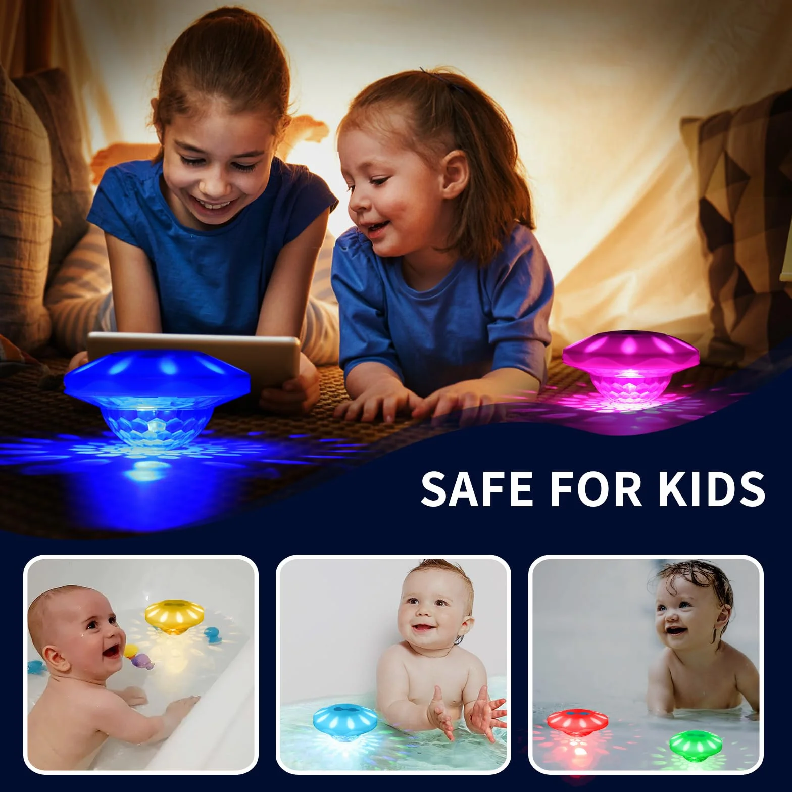 TEPENAR Lampe de piscine flottante IP68 7 modes rechargeable Éclairage disco spa LED étanche 1 pièce