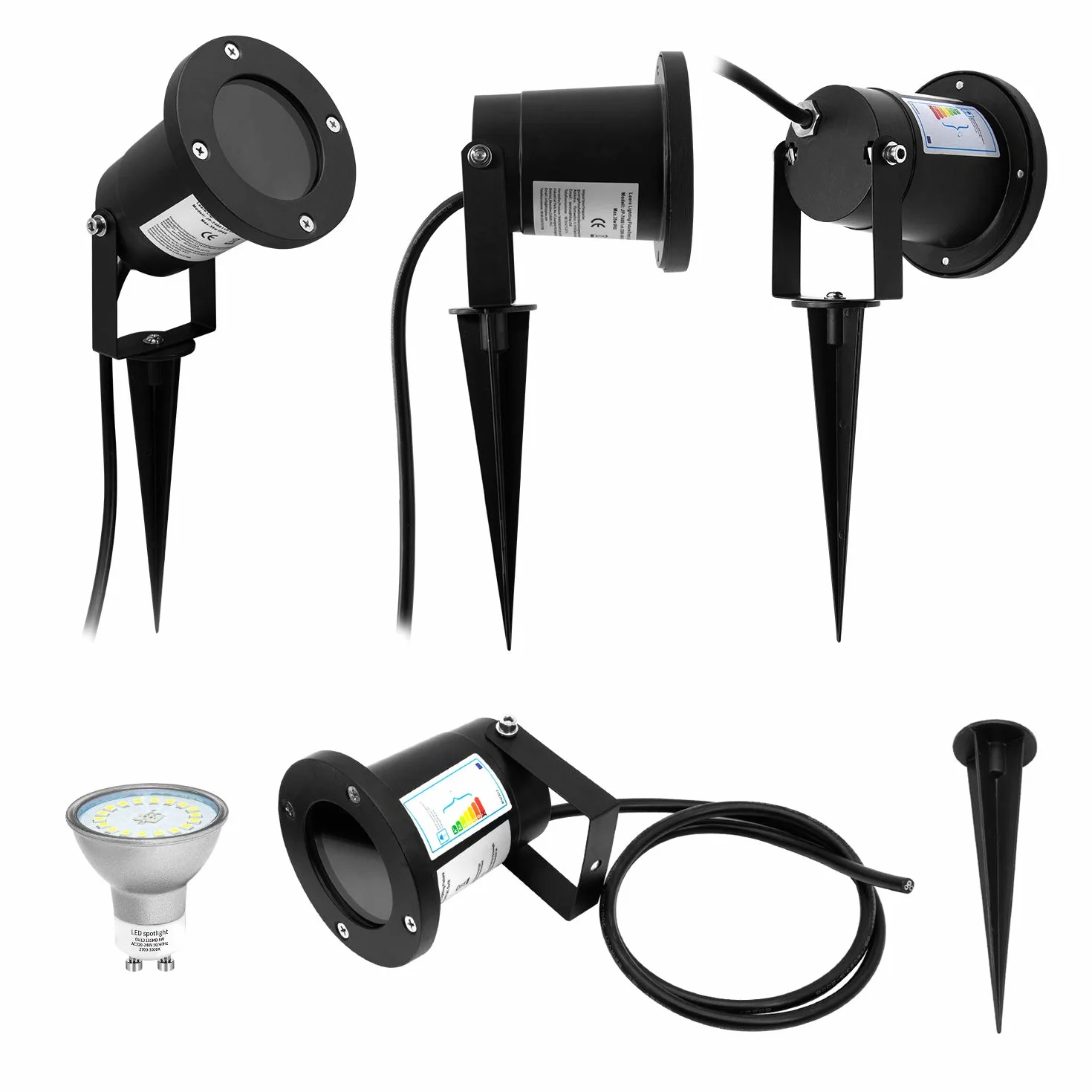 Lampe Extérieur LED GU10 5W 230V IP65 Étanche 4x Spot Jardin Blanc Chaud