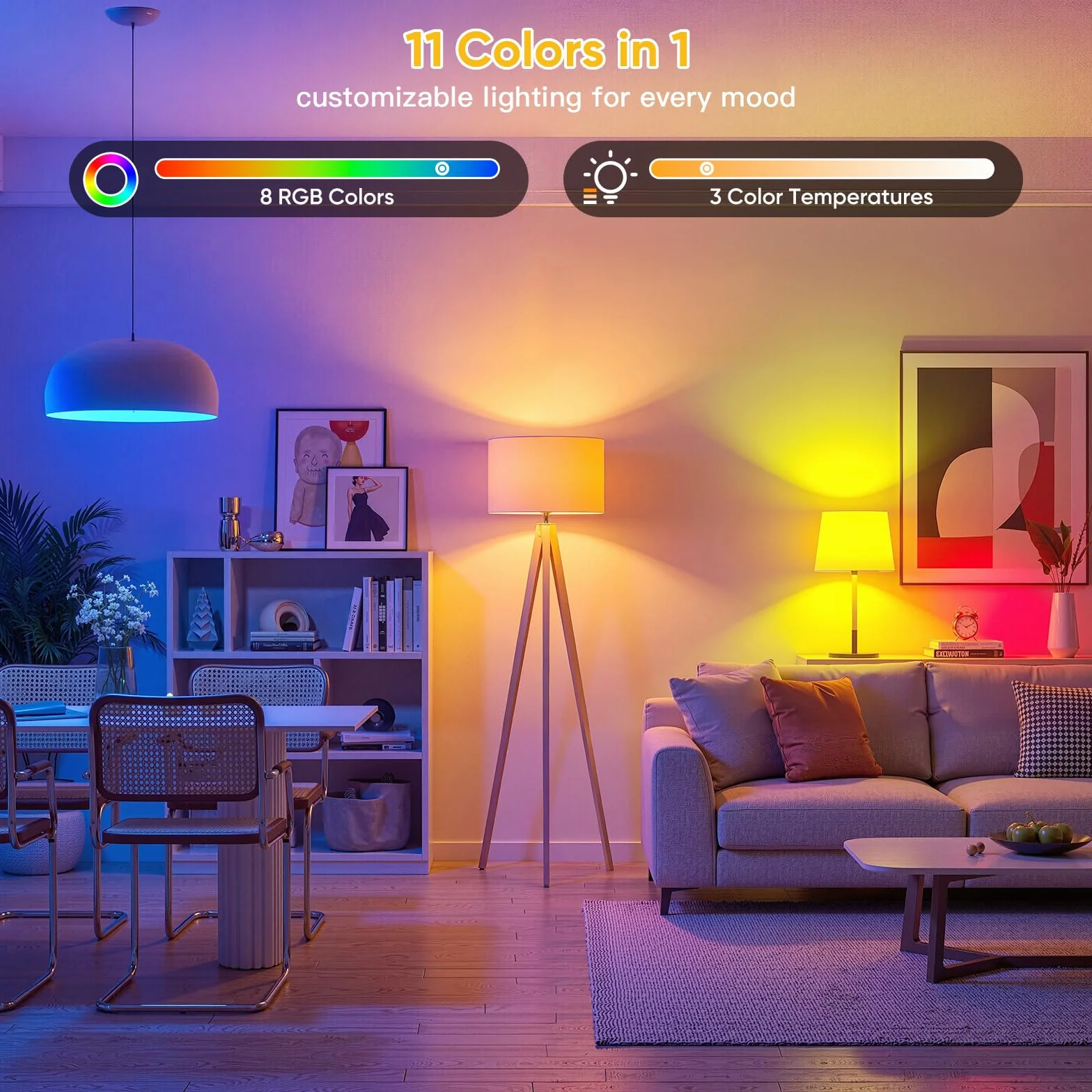Ampoule Rechargeable E27 RGB avec Télécommande, Dimmable USB 7W, Lot de 2