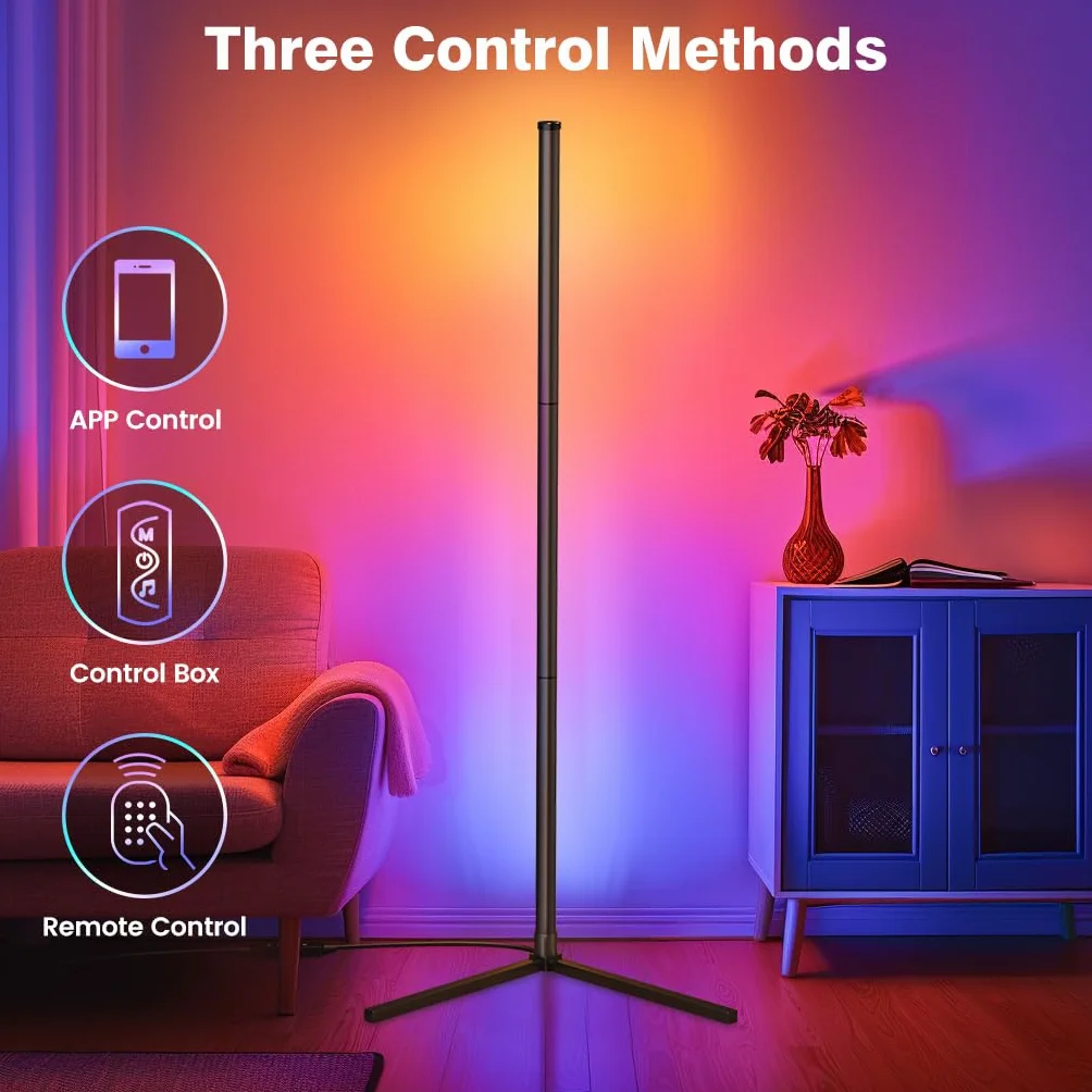 Lampadaire LED sur Pied avec APP et Télécommande 16 Millions de Couleurs Synchronisation Musicale
