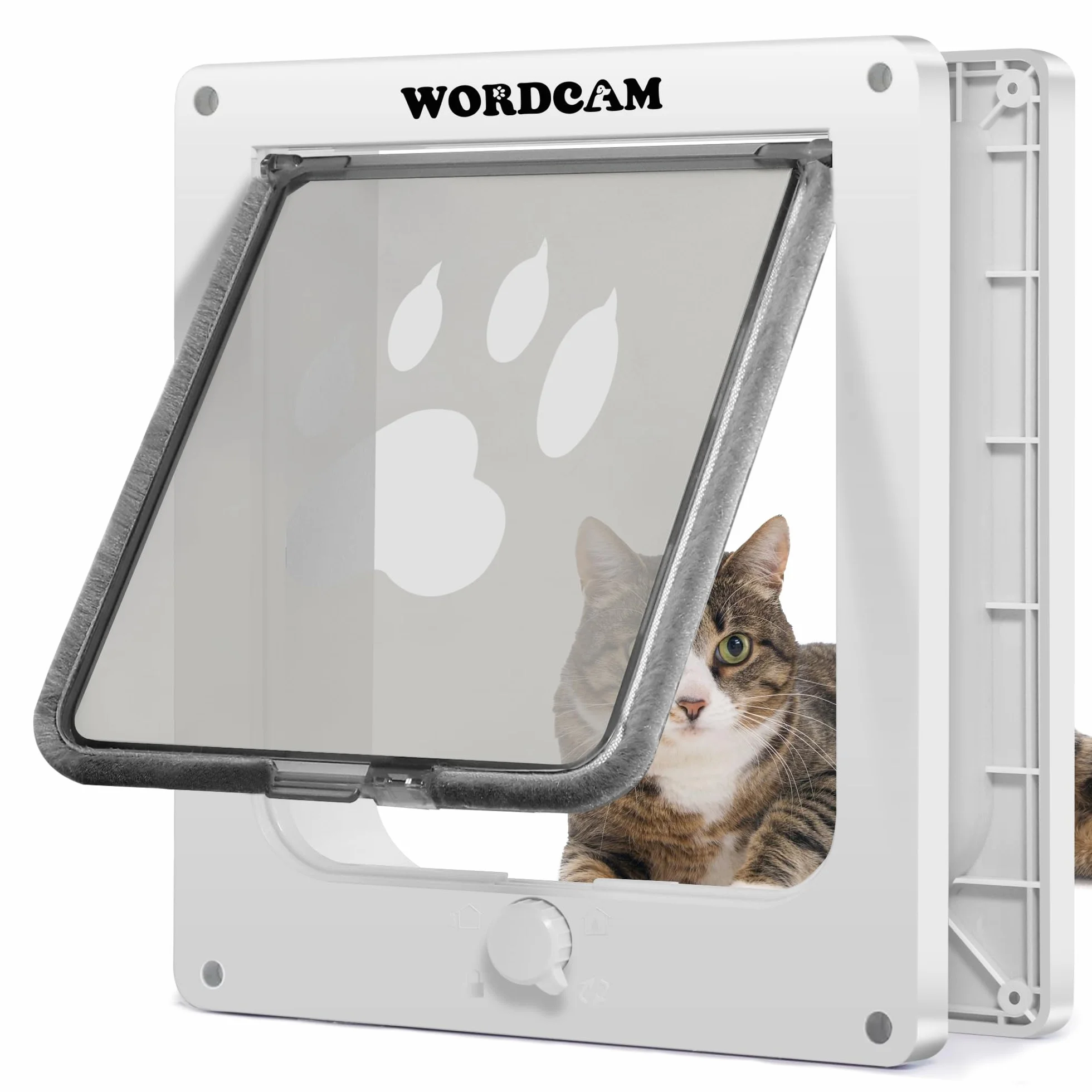 Wordcam porte pour chat XL, verrouillable 4 voies, résistante, jusqu'à 11,3 kg, chatière chaton/chien