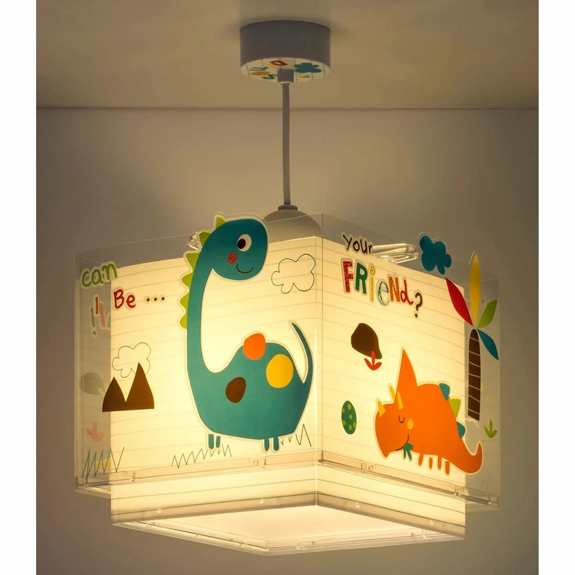 Dalber Lampe Suspension Enfant Dinosaures Multicolore E27 Lustre Chambre
