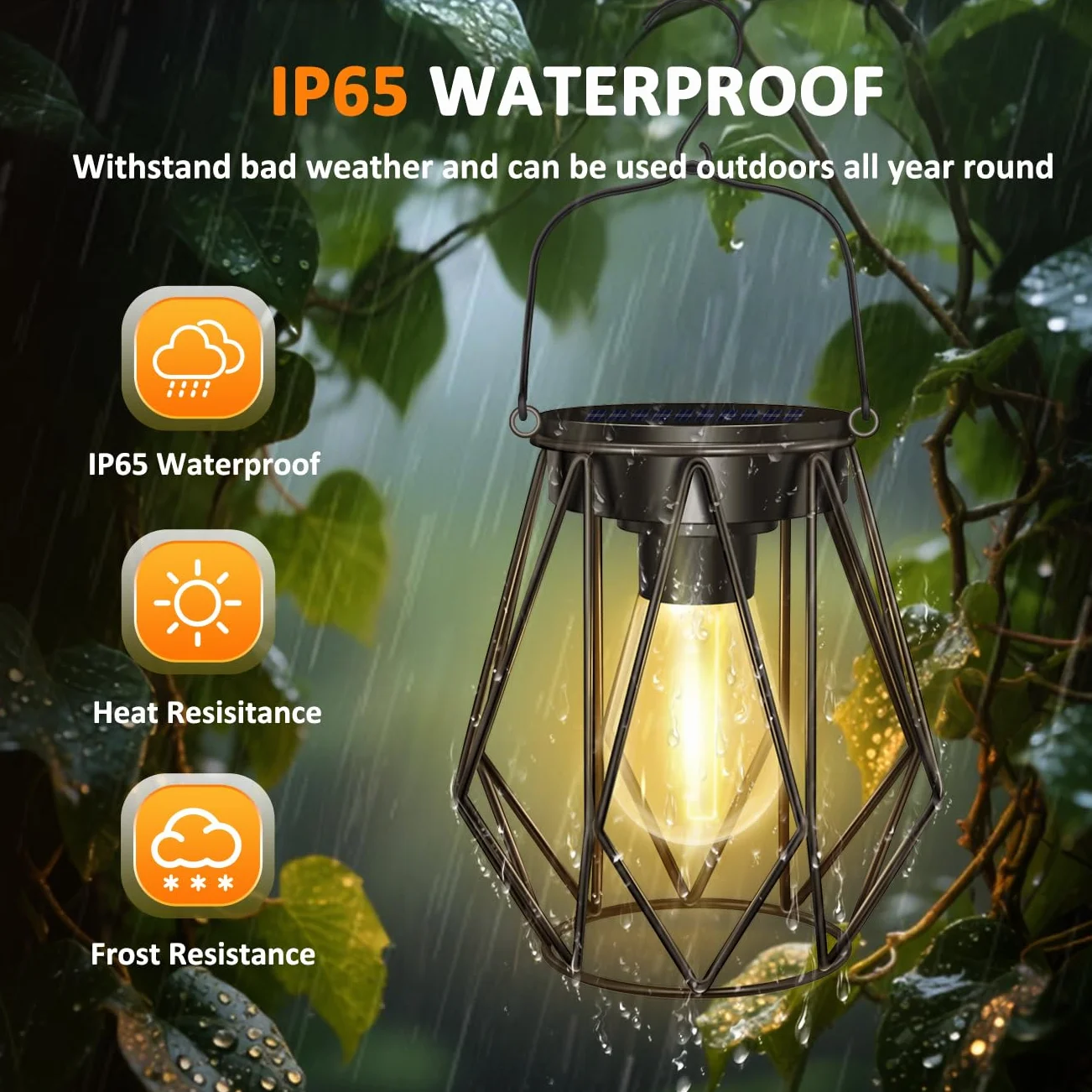 Lanterne Solaire Exterieur Jardin IP65 Étanche LED Métal 2 Pièces