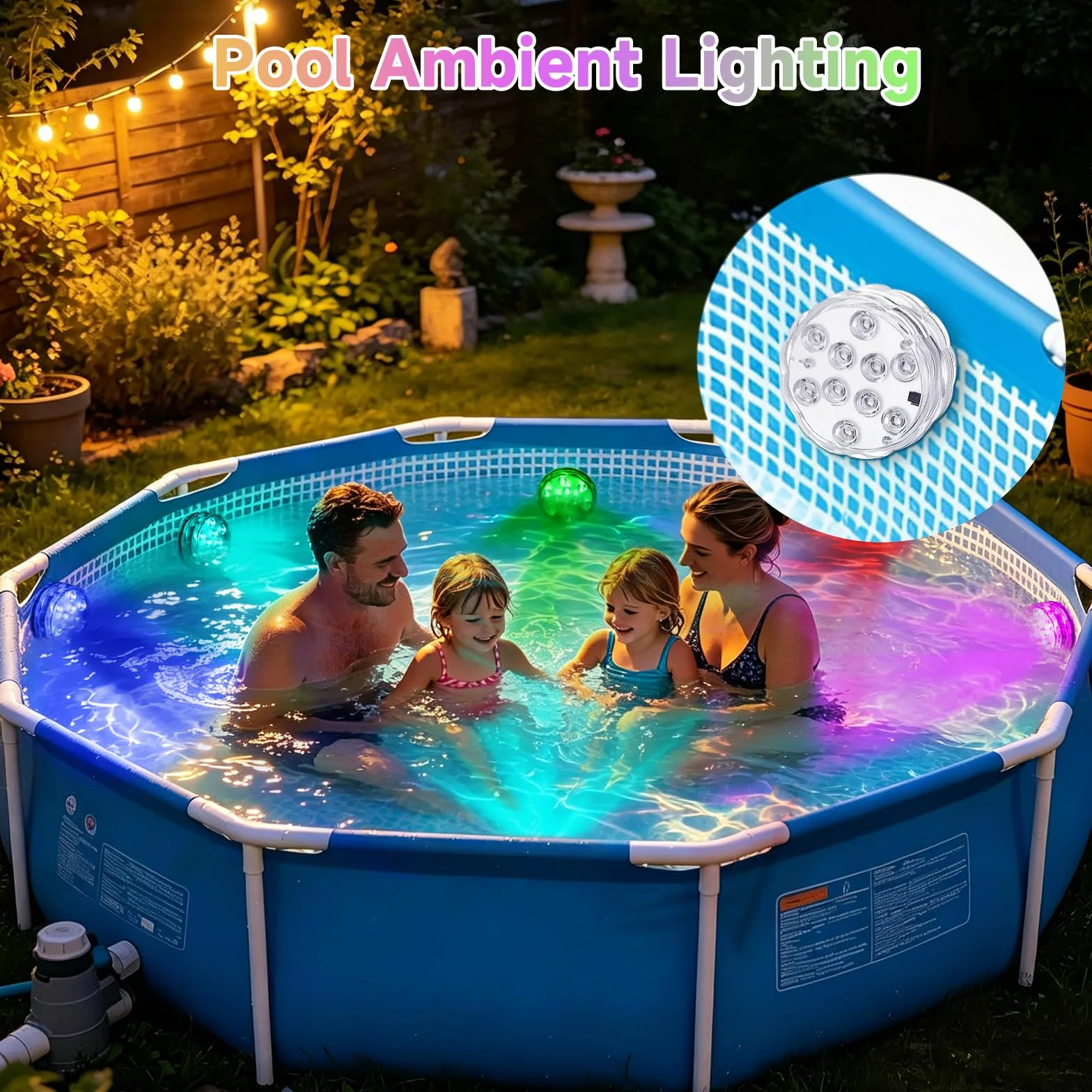 Mini Lumières LED Submersible Piscine 16 Couleurs RGB Télécommande IP68 Étanche