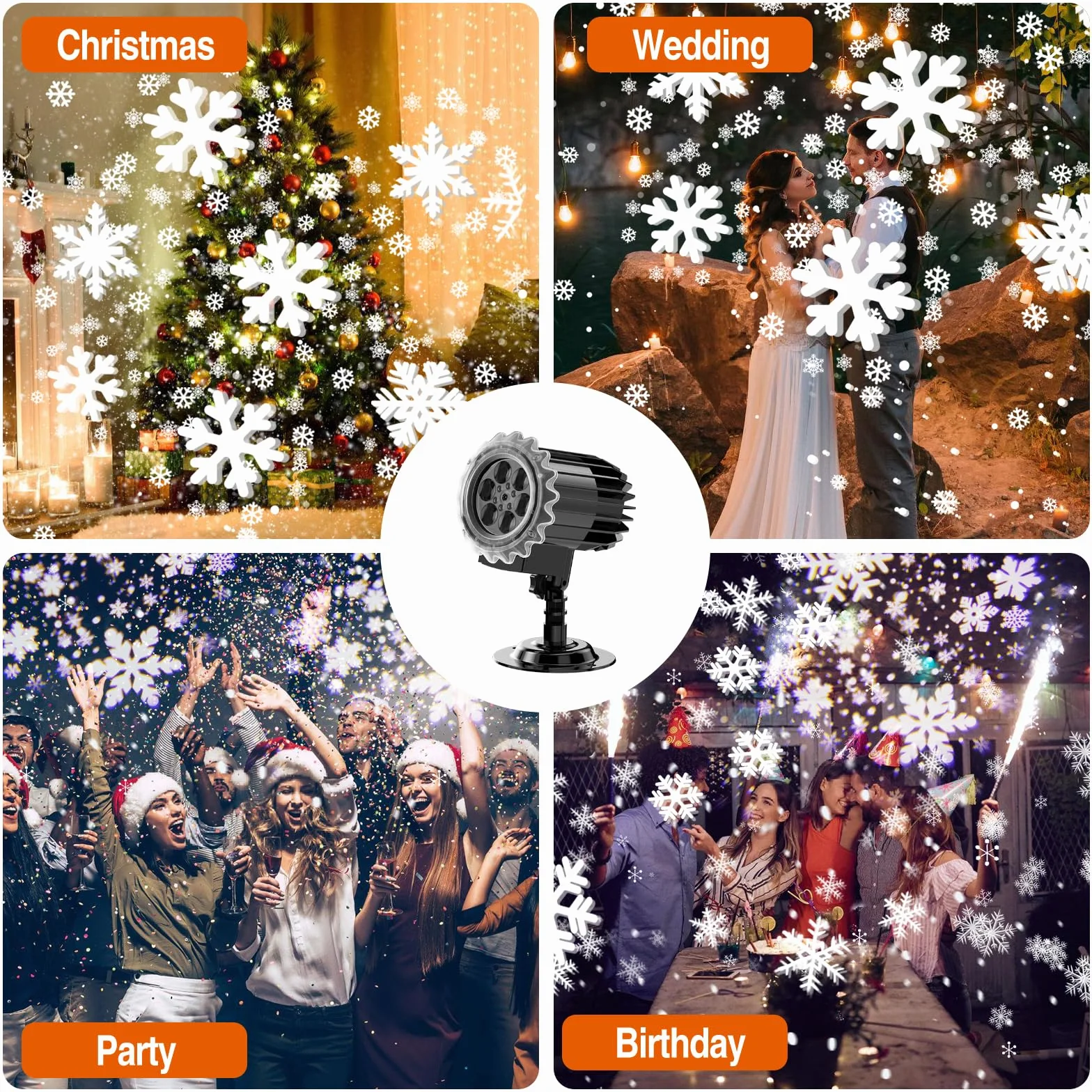 YAZEKY Projecteur Noel Exterieur LED 3D Flocon de Neige Étanche IP65 Décoration Noël