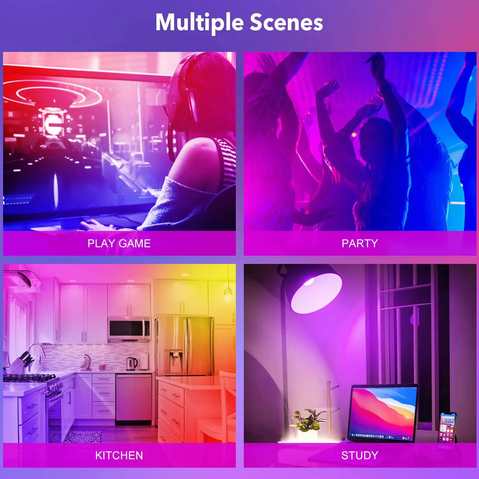 Ampoule LED Intelligente GU5.3 WiFi 5W 380LM RGB CCT Dimmable MR16 Compatible Alexa Google Home Lot de 6