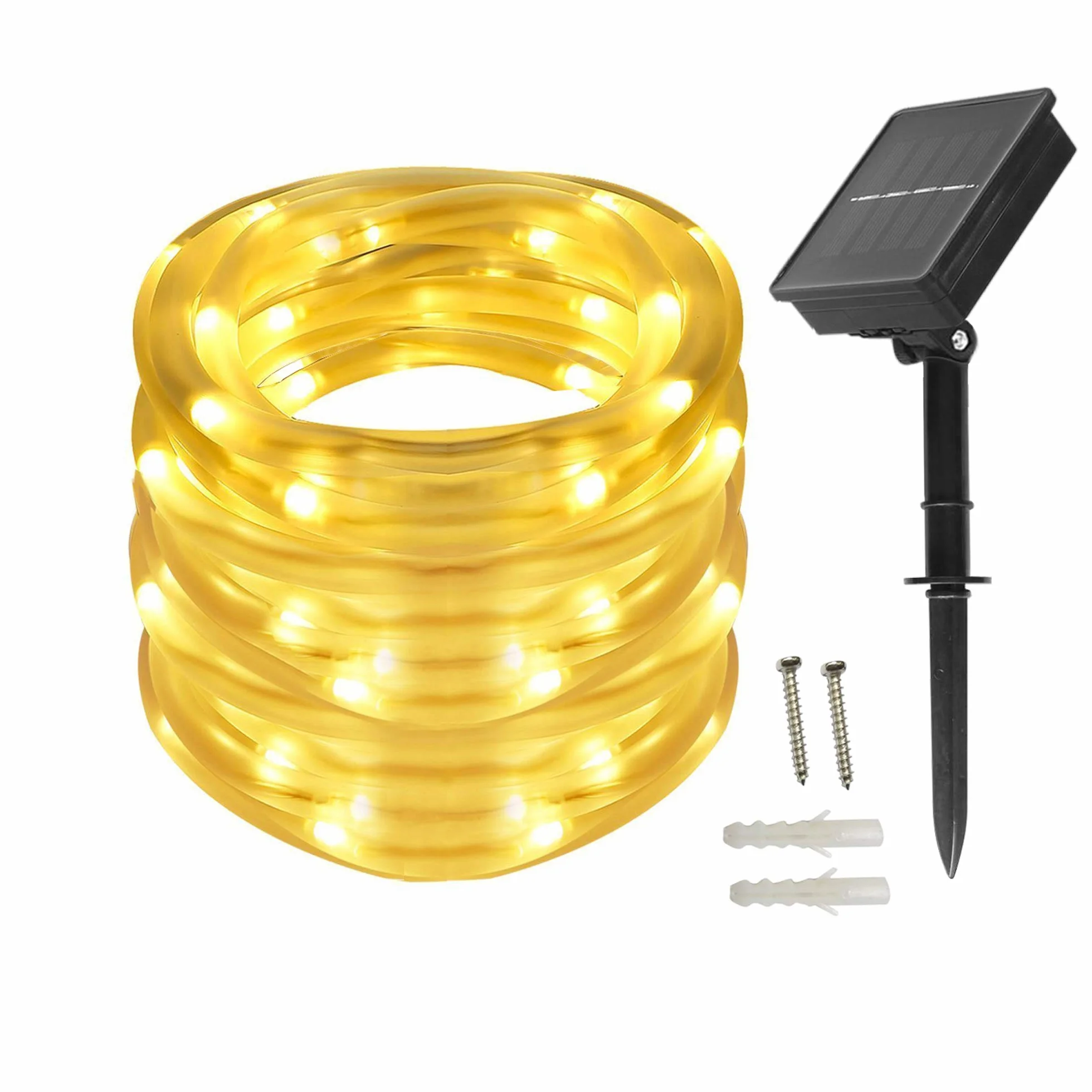 BXROIU Solaire Tubes Lumineux 10 Mètres 100LEDs Guirlande Solaire Blanc chaud