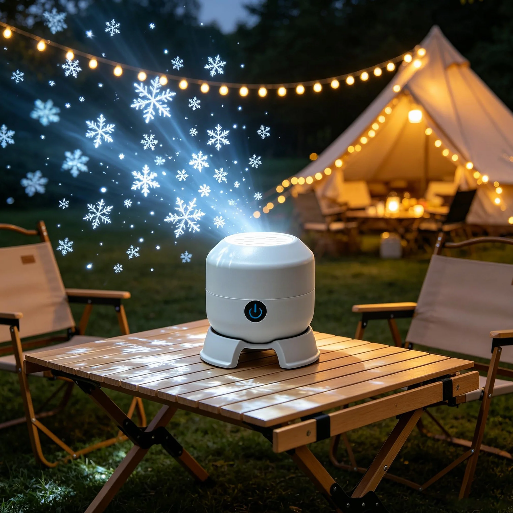 Projecteur LED rotatif 360° USB, lumière nocturne flocon de neige/océan, lumière d'ambiance LED à intensité variable