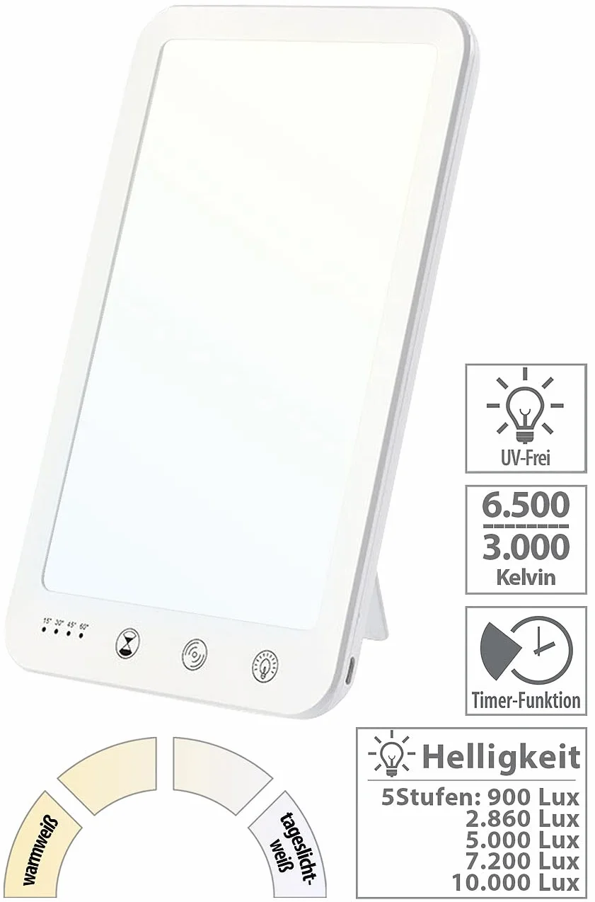 Lunartec Lampe de luminothérapie LED CCT 10 000 lux