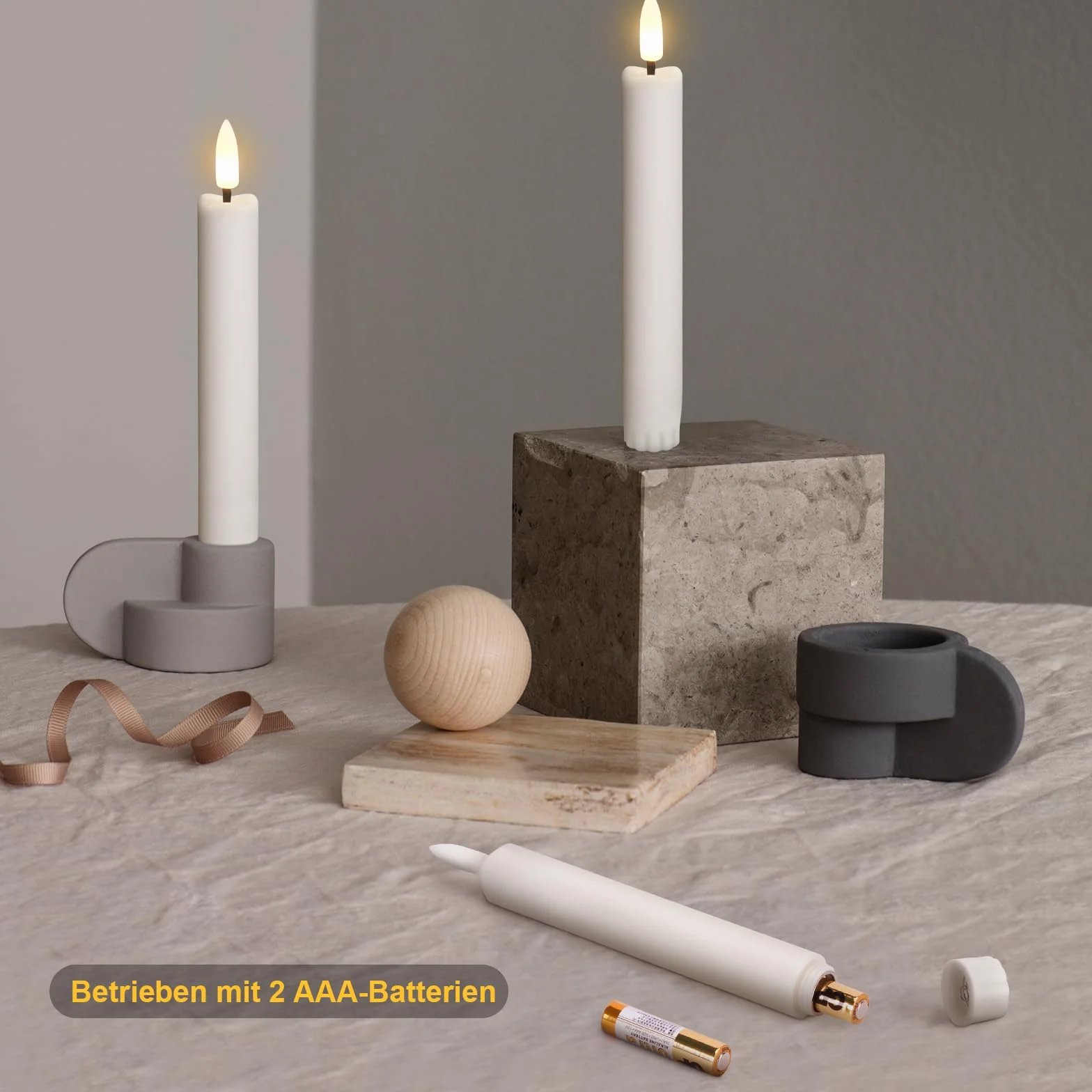 Lot de 12 bougies coniques à piles avec mèche 3D ivoire, télécommande 10 boutons et minuterie - Bougies sans flamme vacillantes blanc chaud