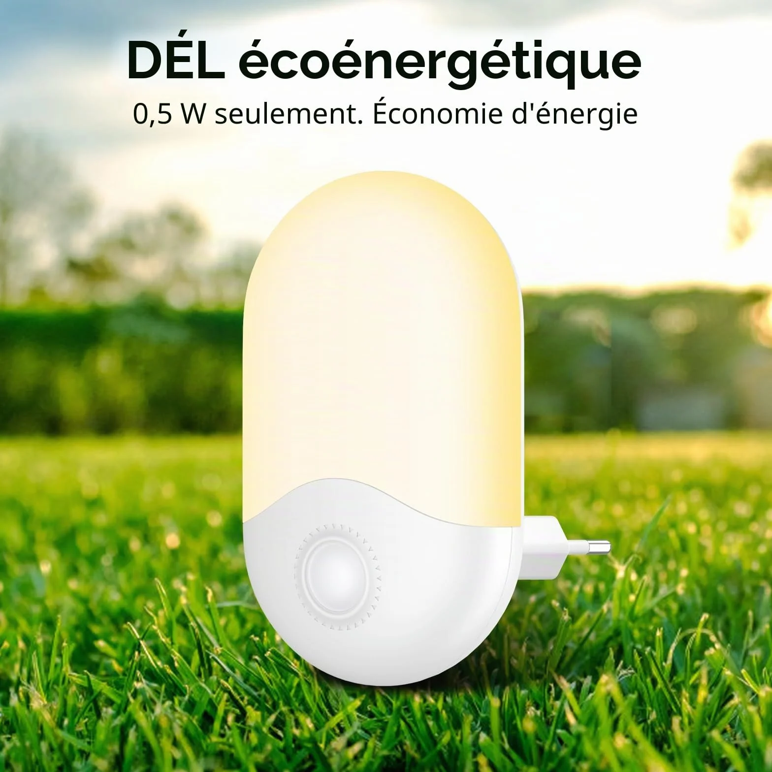 Veilleuse Enfant Capteur Crépuscule Lot de 2 AUTO ON/OFF Lampe Nuit Prise Blanc Chaud 0,5W 30LM