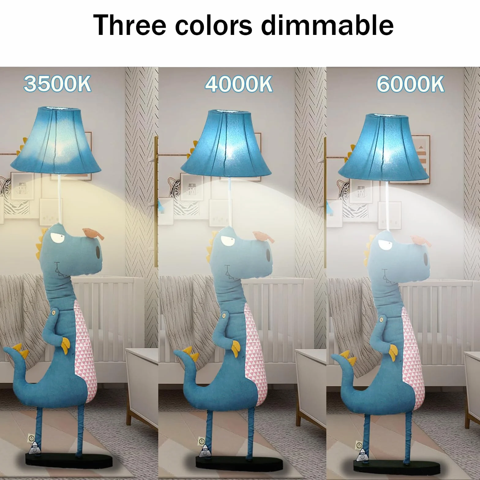 Lampadaire Chambre Enfant Dinosaure, Tissu, 3 Températures, Dimmable E27 LED