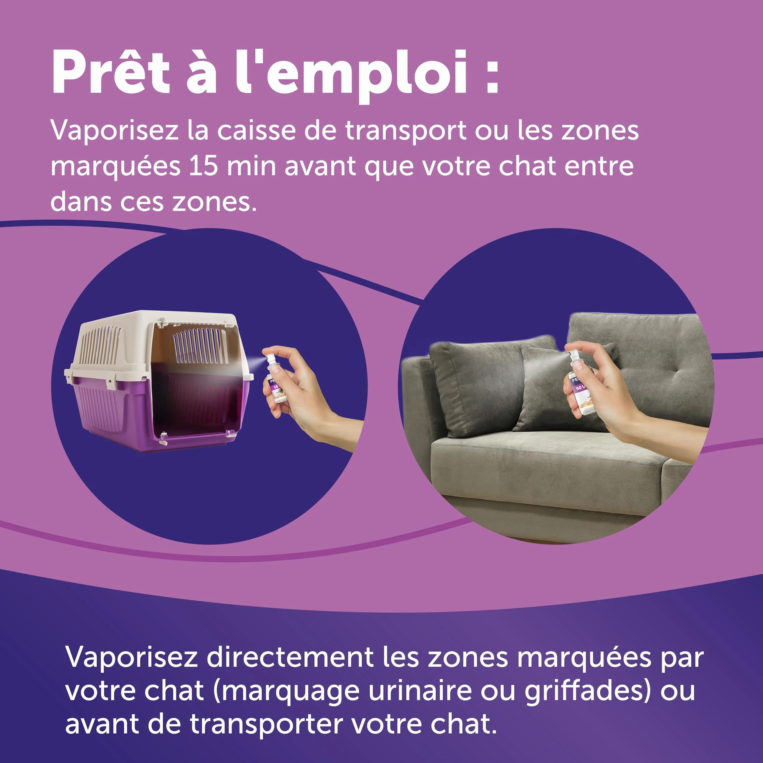 FELIWAY Classic Spray 60 ml - Phéromones Apaisantes pour Chats - Apaise le Stress et le Transport