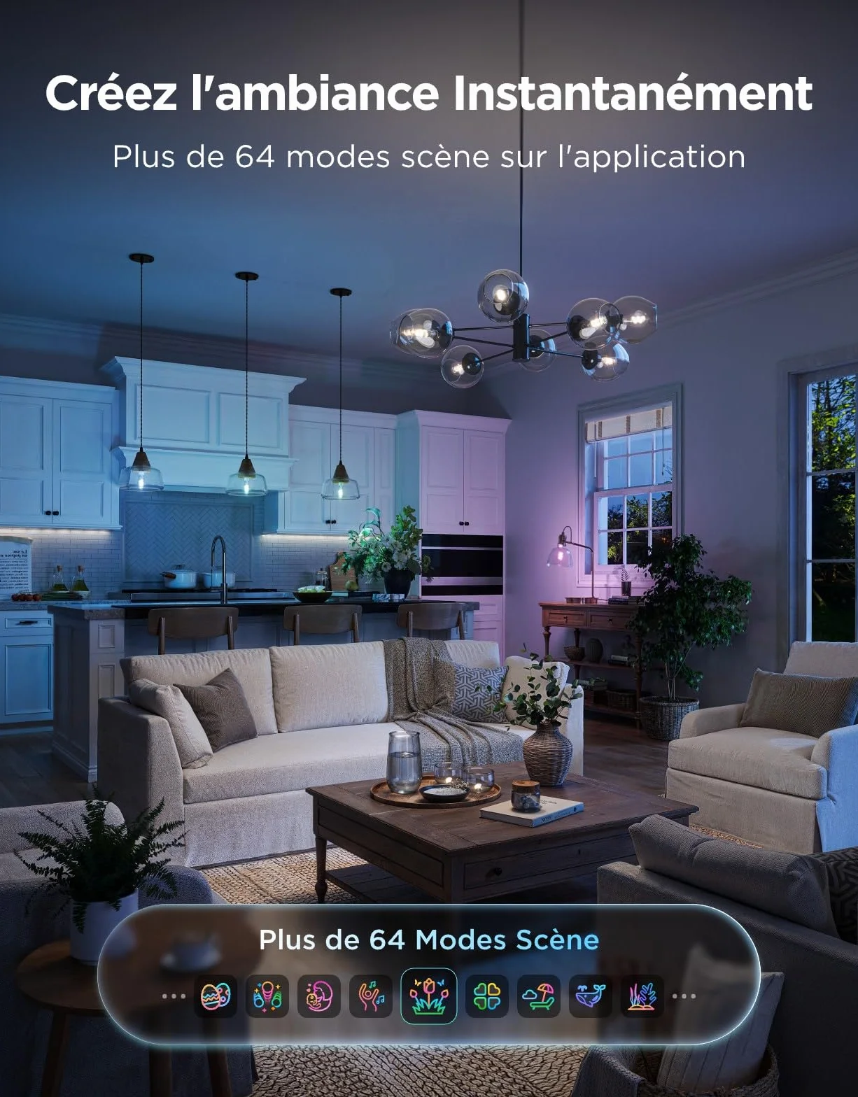 Govee Ampoule Intelligente Edison E27 RGBWW ST64, Compatible Matter Google Assistant, 500lm, 16 Millions Couleurs, Lot de 2