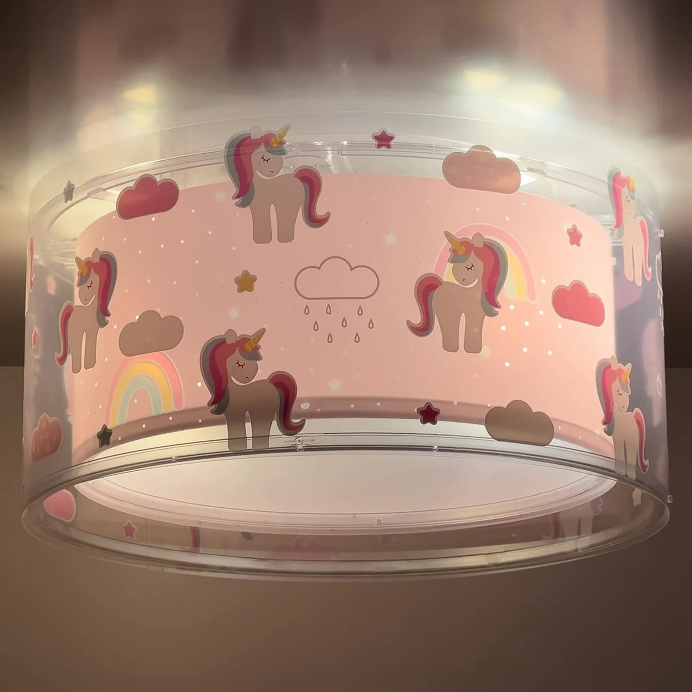 Dalber Plafonnier Enfant Licornes Animaux Unicorns Lustre Chambre Lampe Plafond E27 Rose