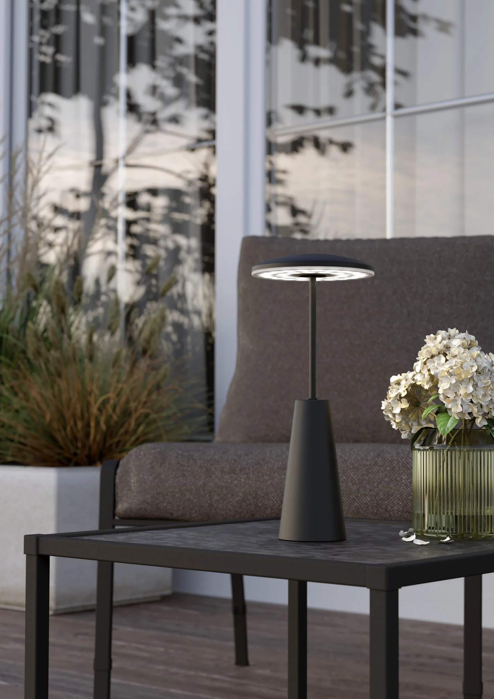 Eglo Lampe de table extérieure LED Piccola avec toucher dimmable, lumière réglable, métal noir, IP54