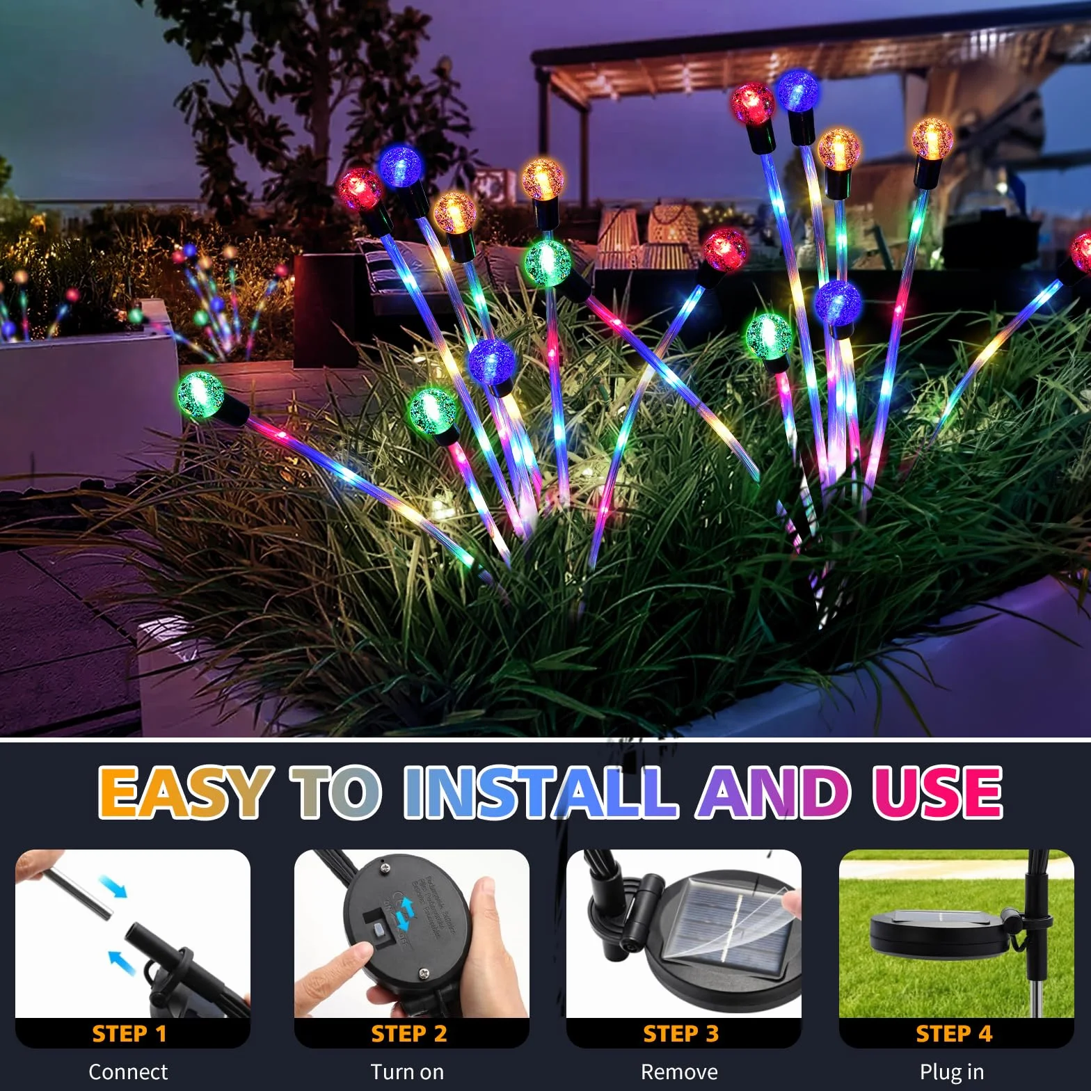 Joltix Lumière Solaire Lucioles 32 LEDs Lampe Solaire Extérieure Étanche Lampes Jardin Firefly Décoration Tête de Bulle