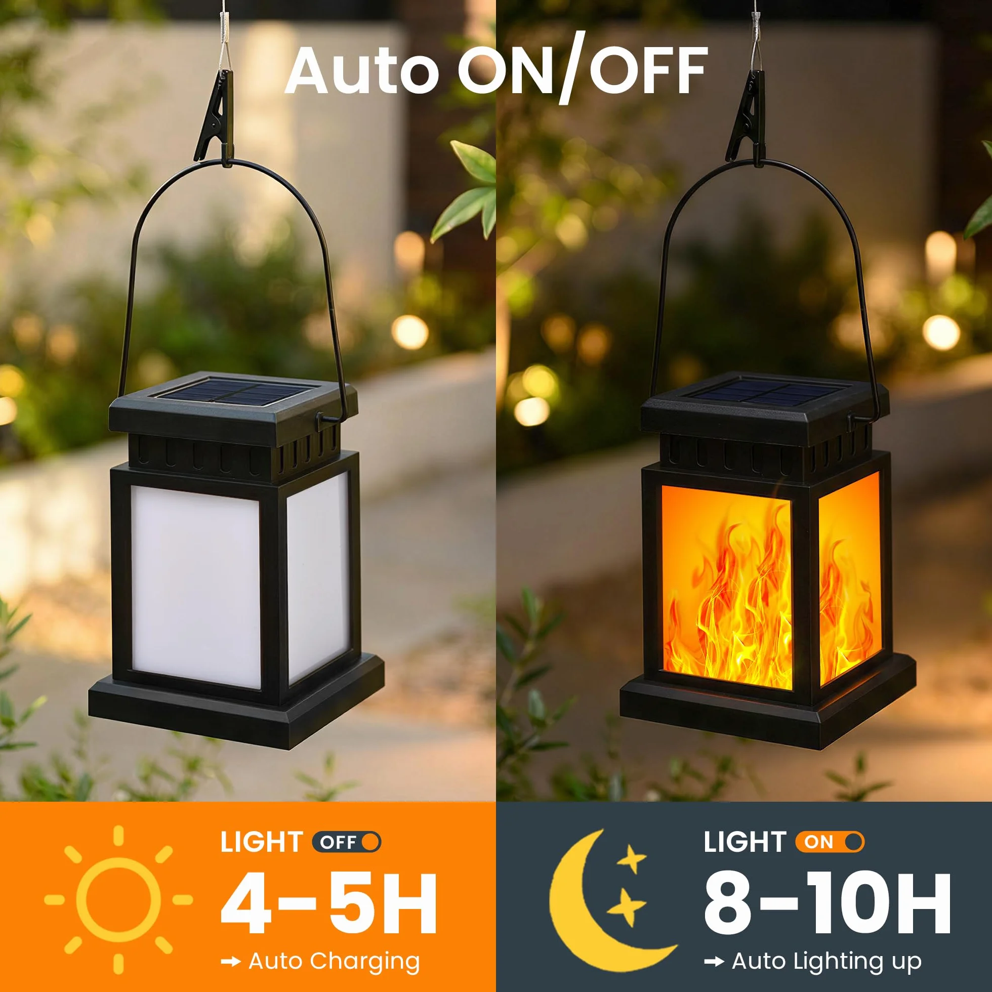 GIGALUMI Lot de 2 lampes solaires à suspendre extérieur Effet flamme IP44 Décoration jardin patio