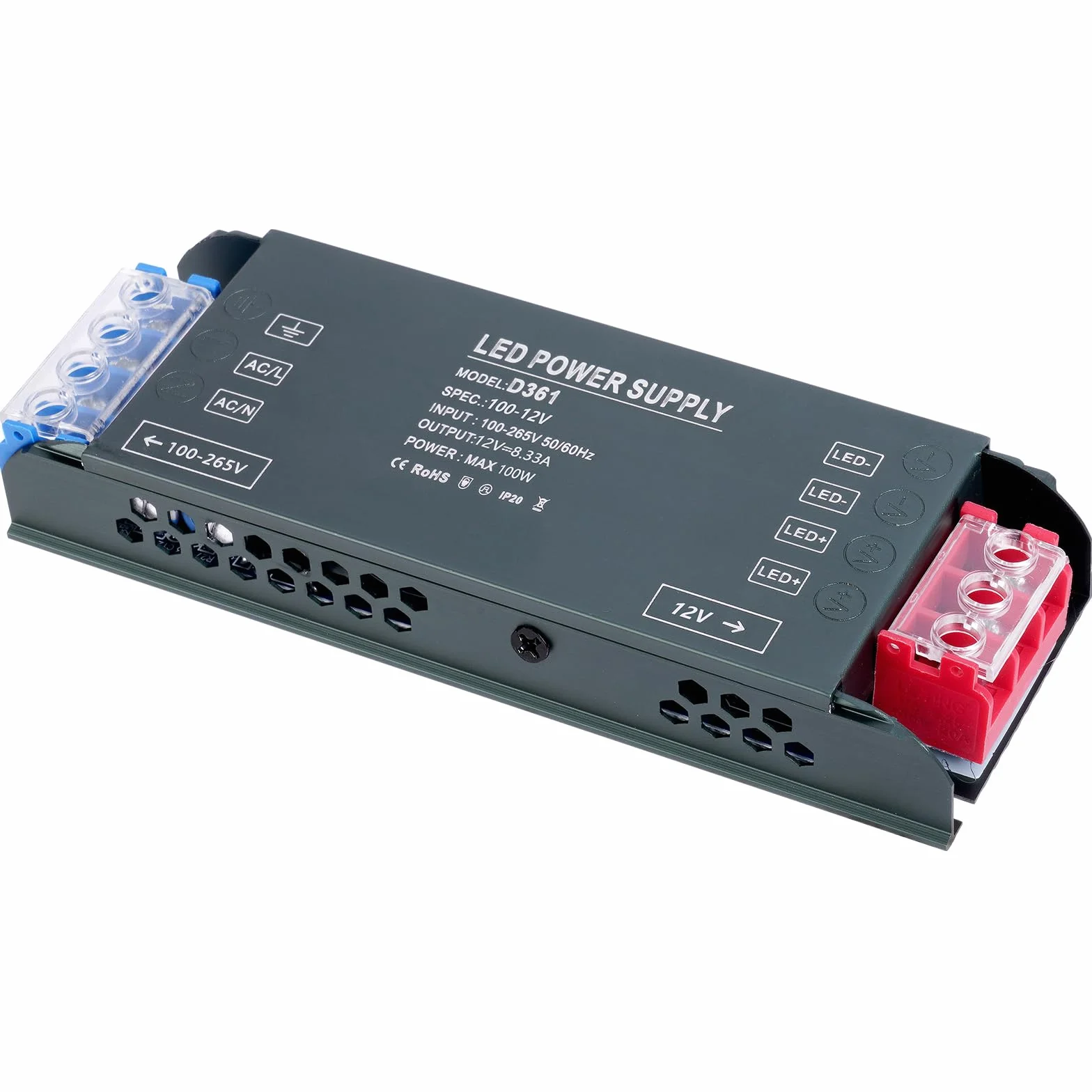 AXFEE Transformateur LED 24 V 100 W, 240 V CA vers 24 V DC 4,16 A, adaptateur de pilote à tension constante