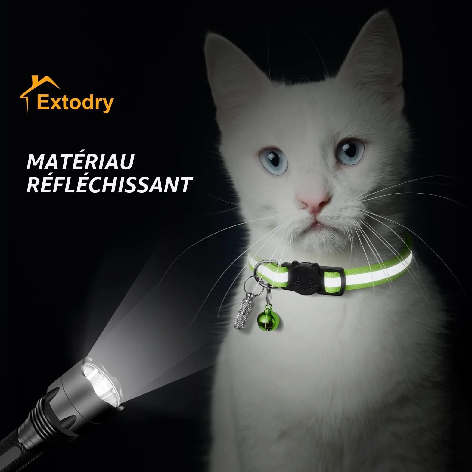 Extodry Collier de sécurité pour Chat à libération Rapide, réfléchissant avec clochettes, réglable 19,1-31,5 cm, Lot de 2 étiquettes, 8 Couleurs