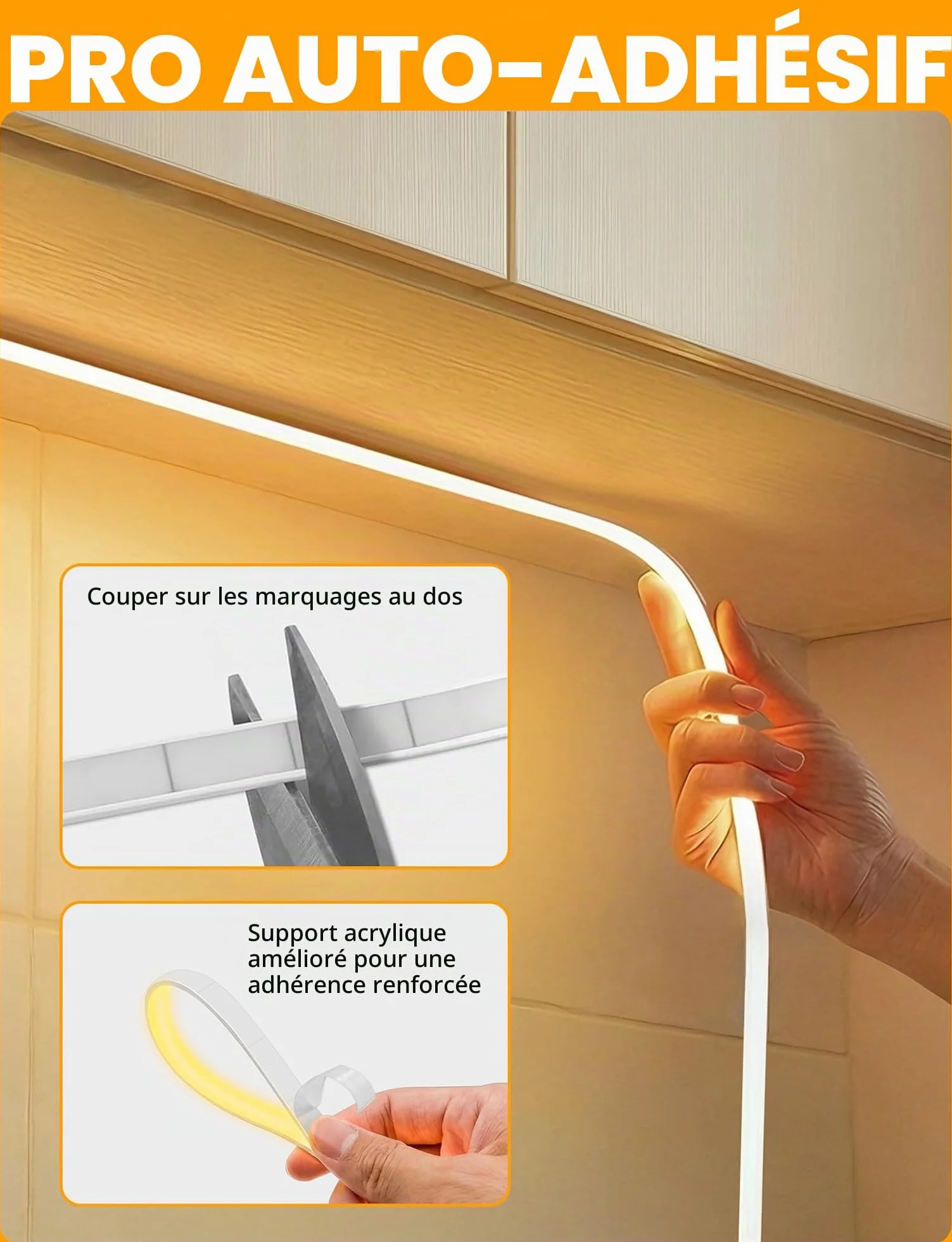 Lamomo Ruban LED COB Blanc Chaud 5M Bandeau LED IP65 Étanche Flexible 3000K 10mm Dimmable Silicone Découpable 24V Néon Strip