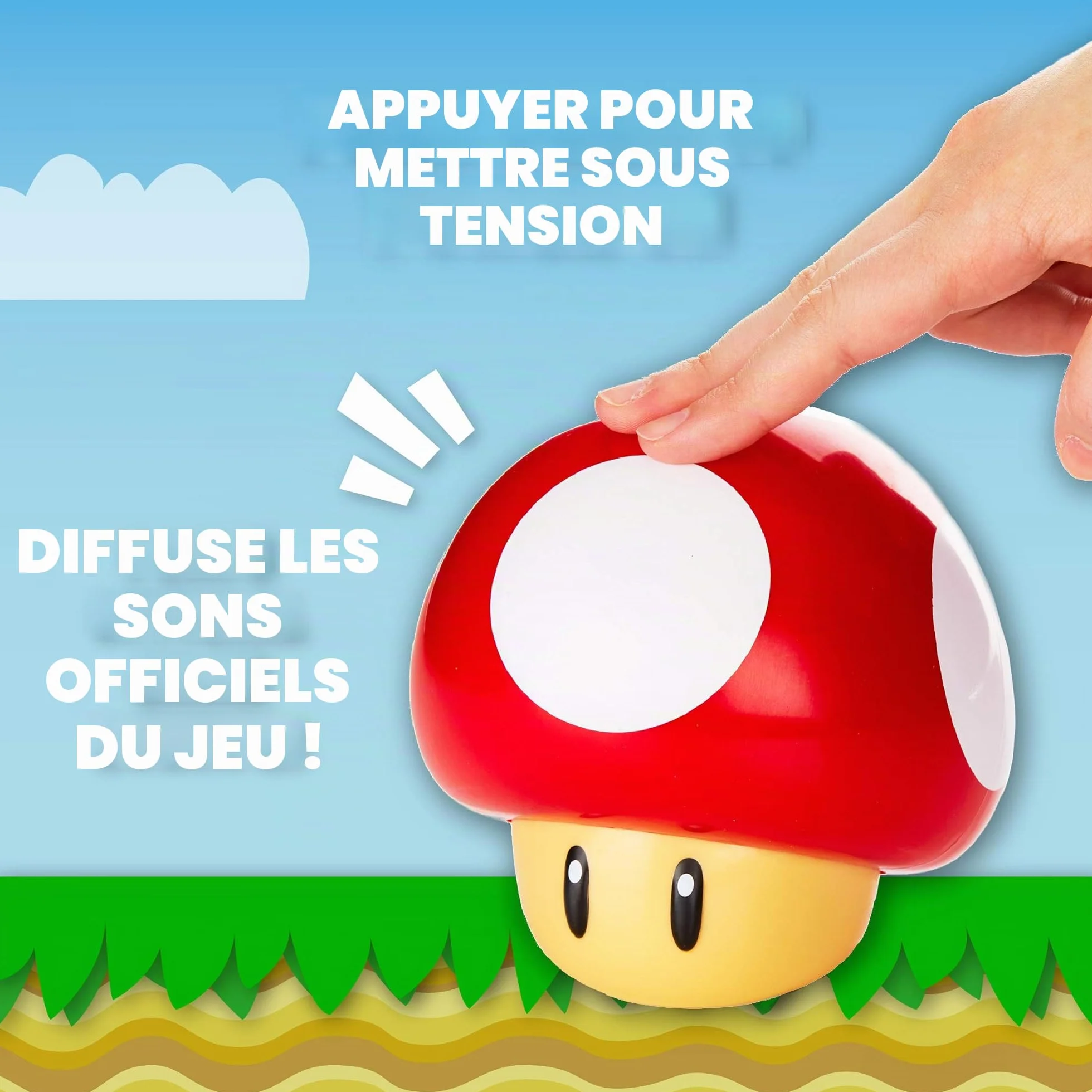 Lampe Champignon Super Mario Officielle avec Sons, Cadeau Garçons, Décoration Chambre Enfants