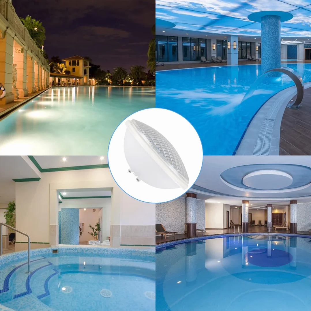 Projecteur de piscine LED PAR56 40W 12V AC/DC IP68 Éclairage submersible blanc chaud