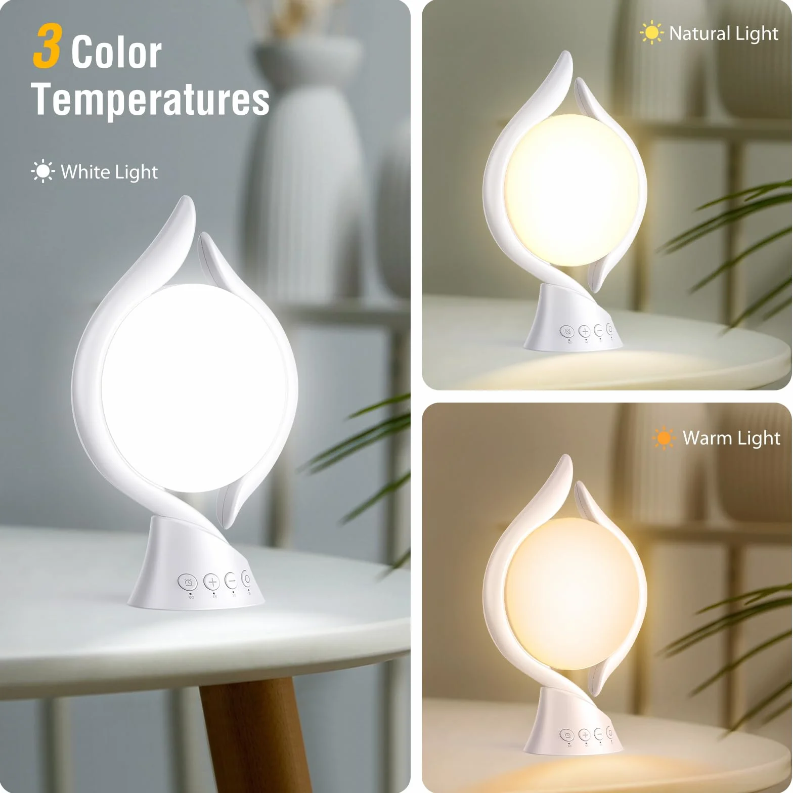 Lampe luminothérapie 10000 Lux 3 couleurs 4 minuteries 5 intensités réglables mémoire sans UV