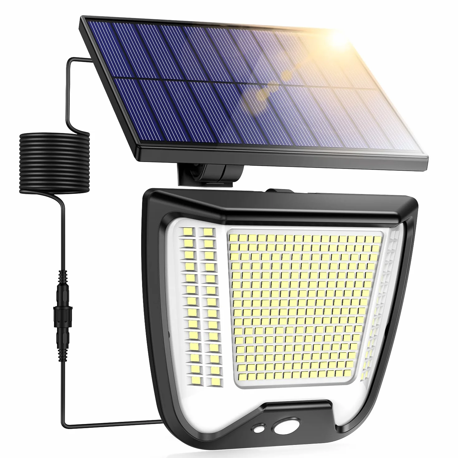 Solaire Extérieur Mouvement Détecteur Lampe 288 LED IP65 Étanche avec Câble 5M