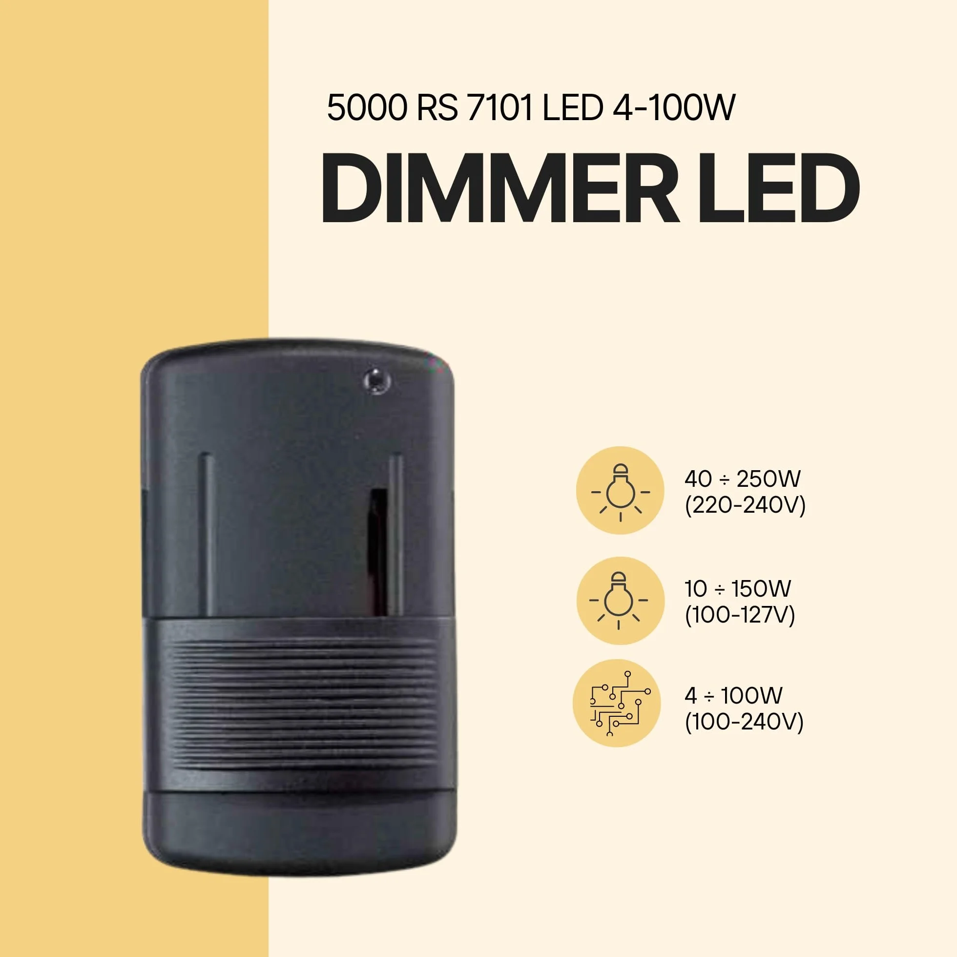 Régulateur de Lumière Noire Variateur 4-100W pour LED et Halogènes Fabriqué en Italie